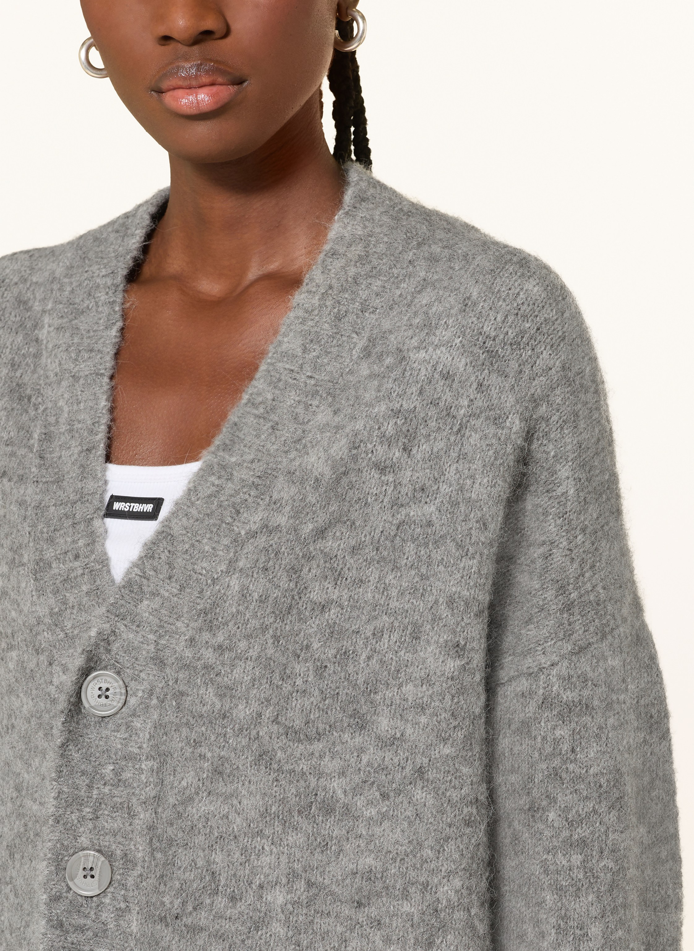 Thumbnail - Wrstbhvr Strickjacke Enci Mit Alpaka grau