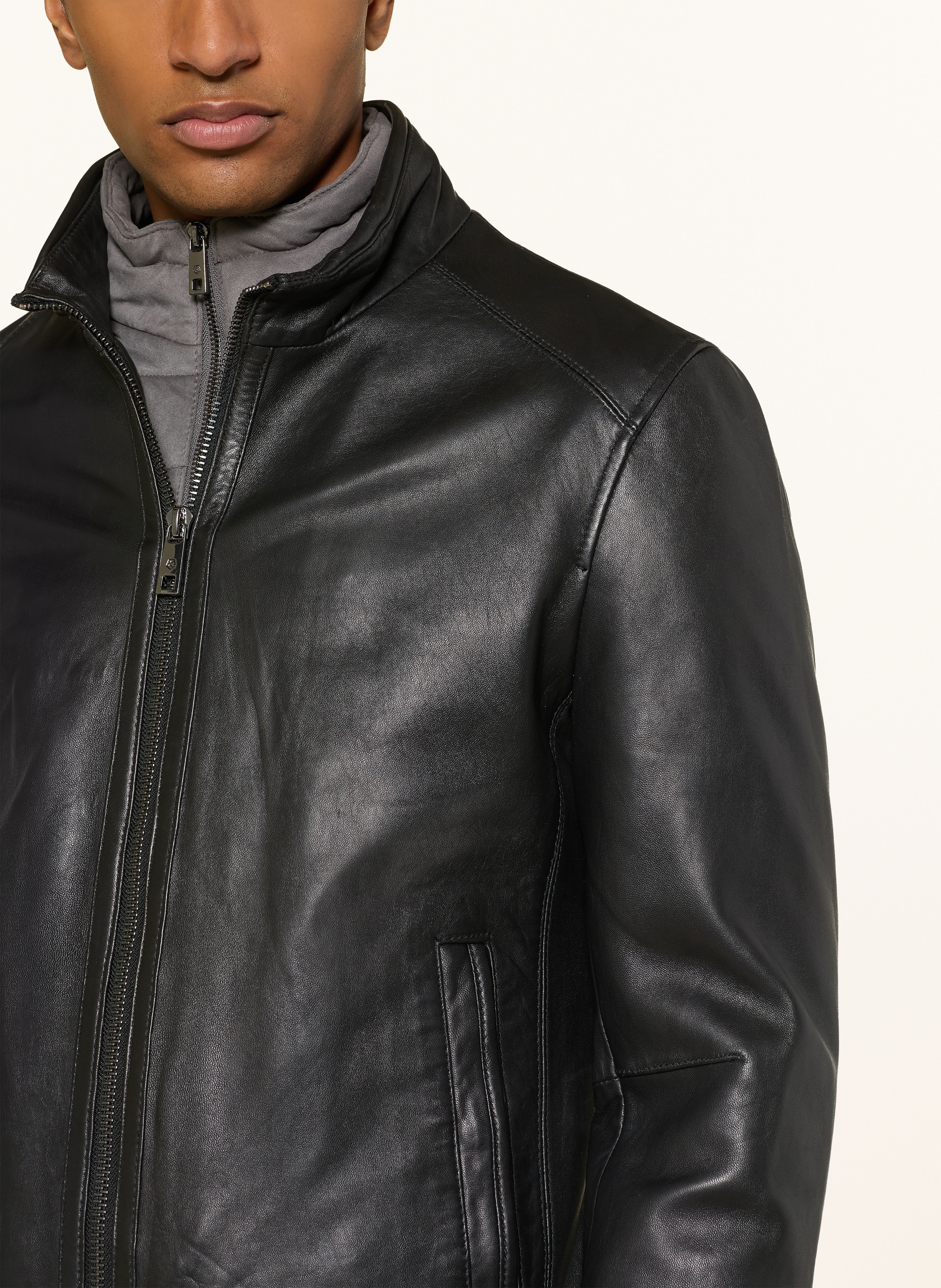 Thumbnail - Milestone Lederjacke Msbarney Mit Herausnehmbarer Blende schwarz