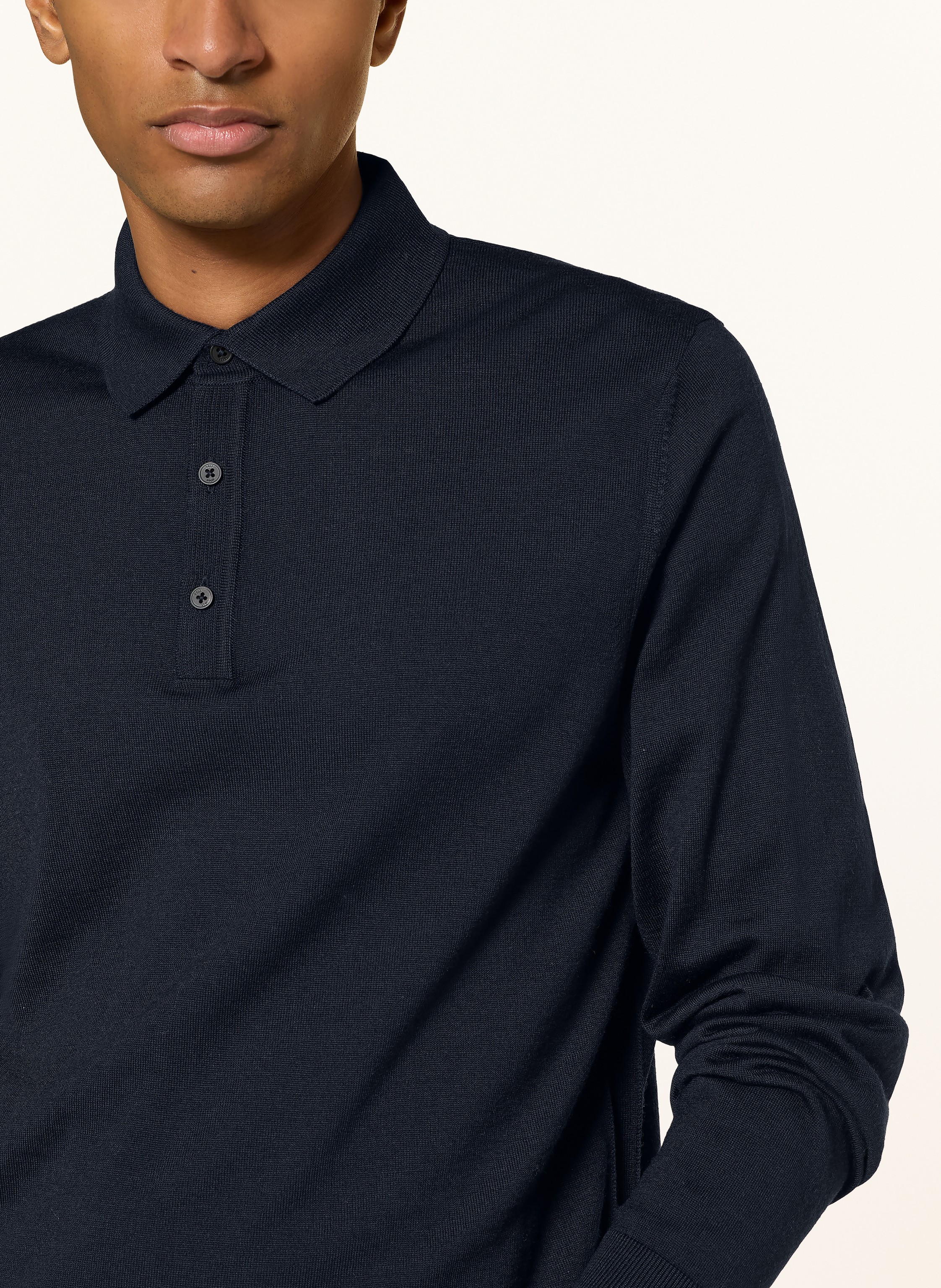 Thumbnail - Boss Strick-Poloshirt Lancione blau