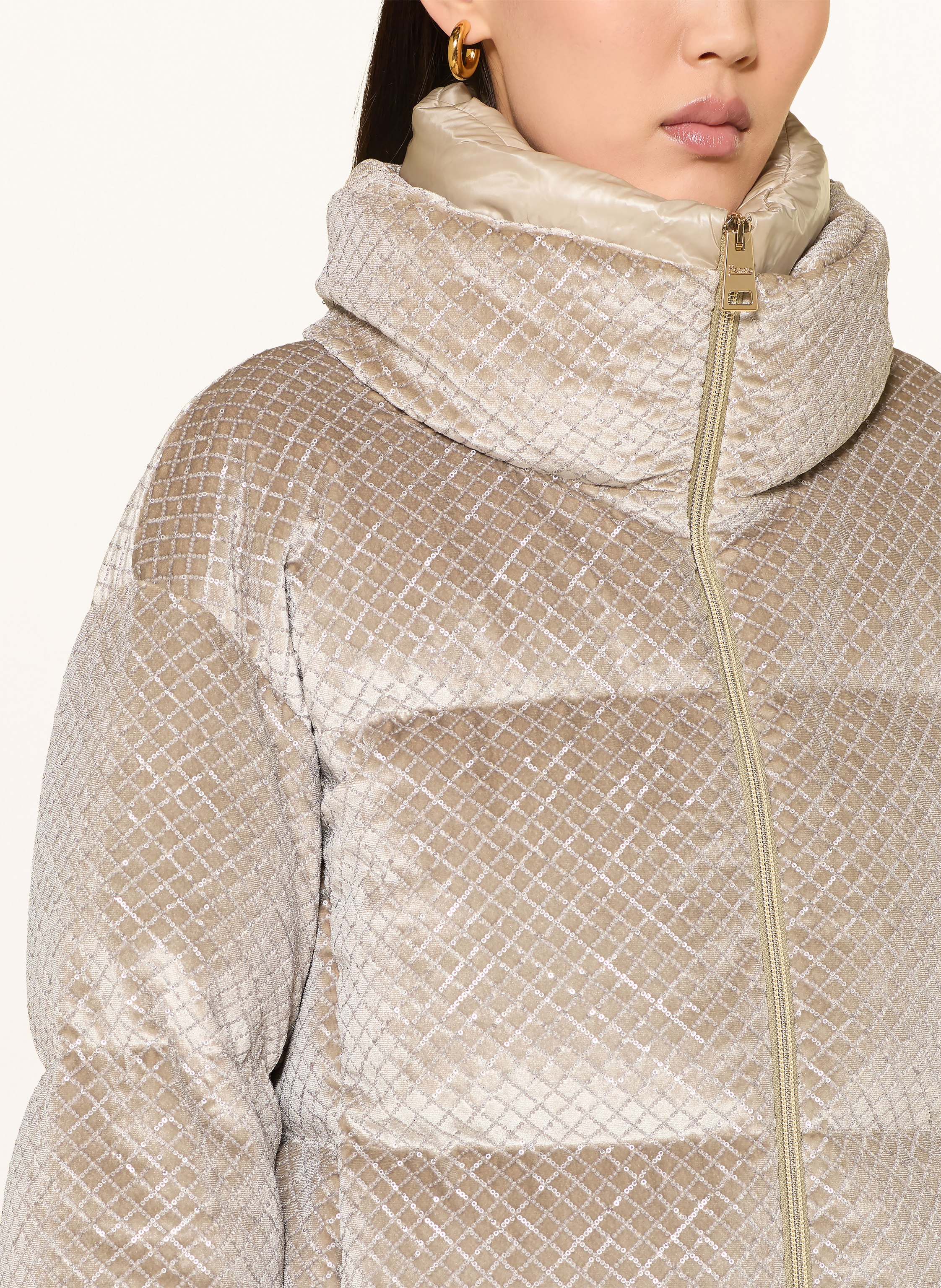 Thumbnail - Herno Daunenjacke Aus Samt Mit Pailletten beige