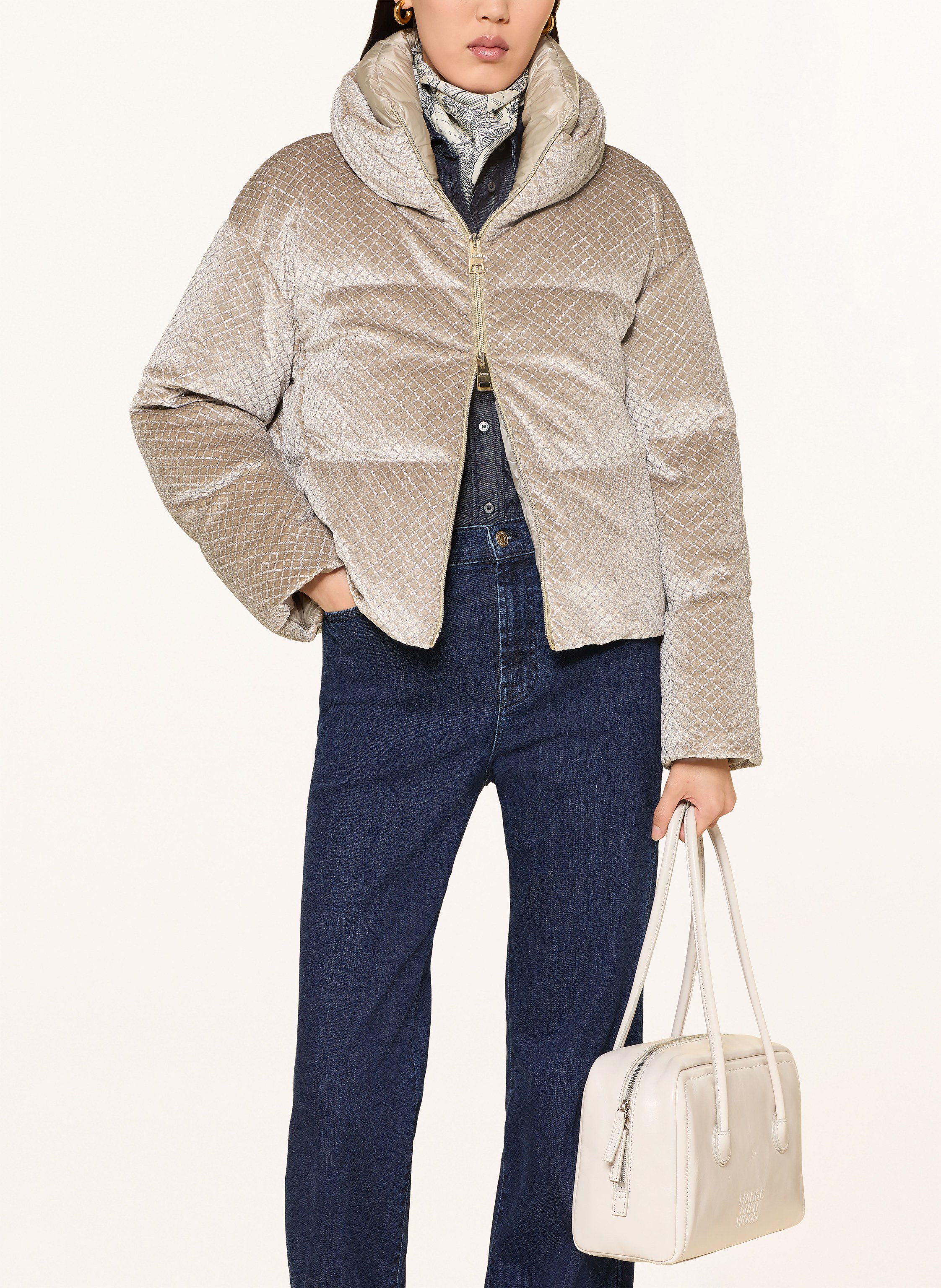 Thumbnail - Herno Daunenjacke Aus Samt Mit Pailletten beige