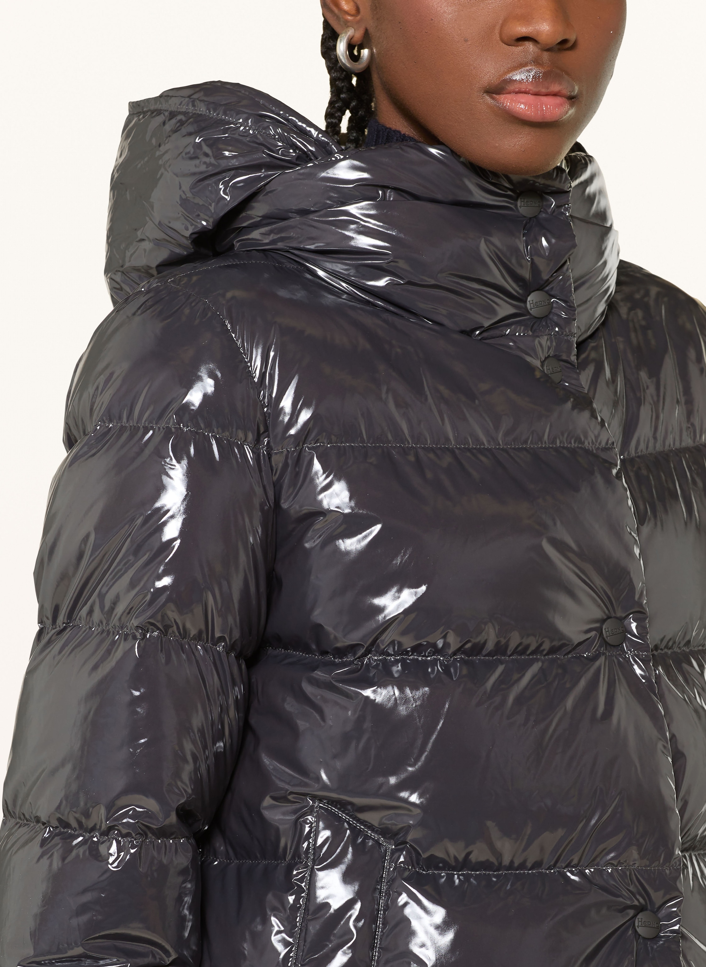 Thumbnail - Herno Daunenjacke Mit Abnehmbarer Kapuze grau