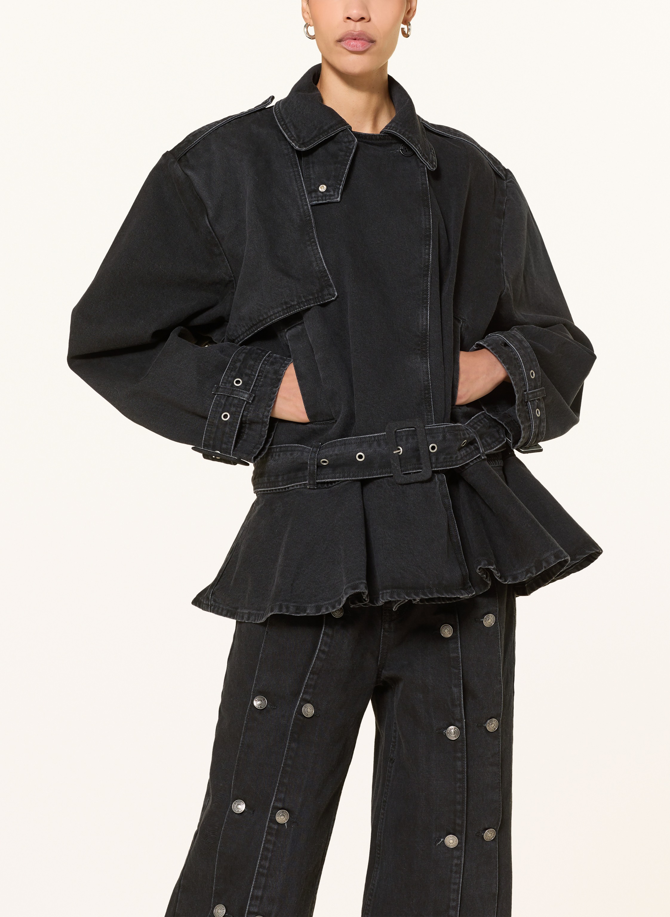 Thumbnail - Rotate Oversized-Jeansjacke schwarz