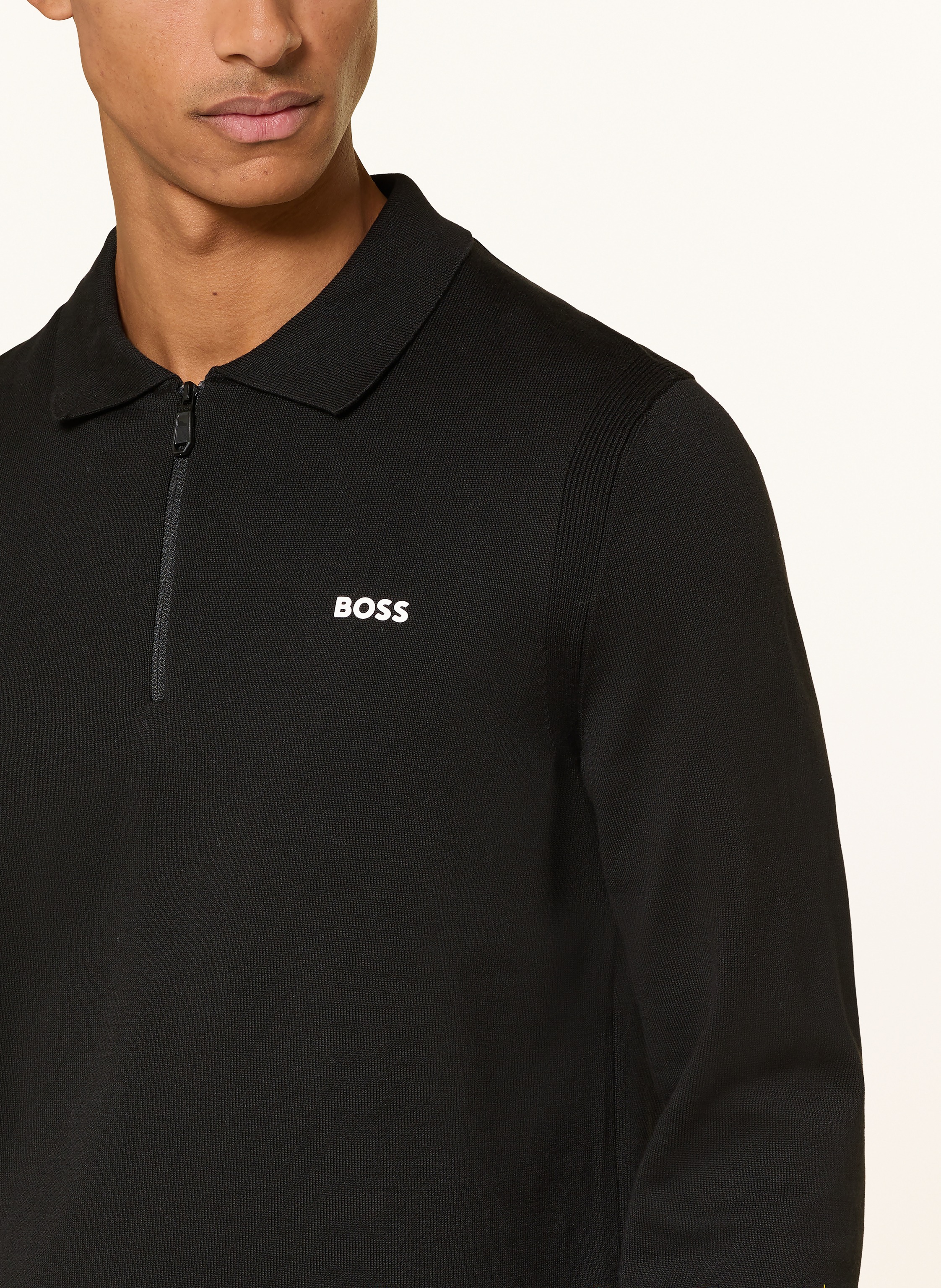 Thumbnail - Boss Strick-Poloshirt Ever X schwarz