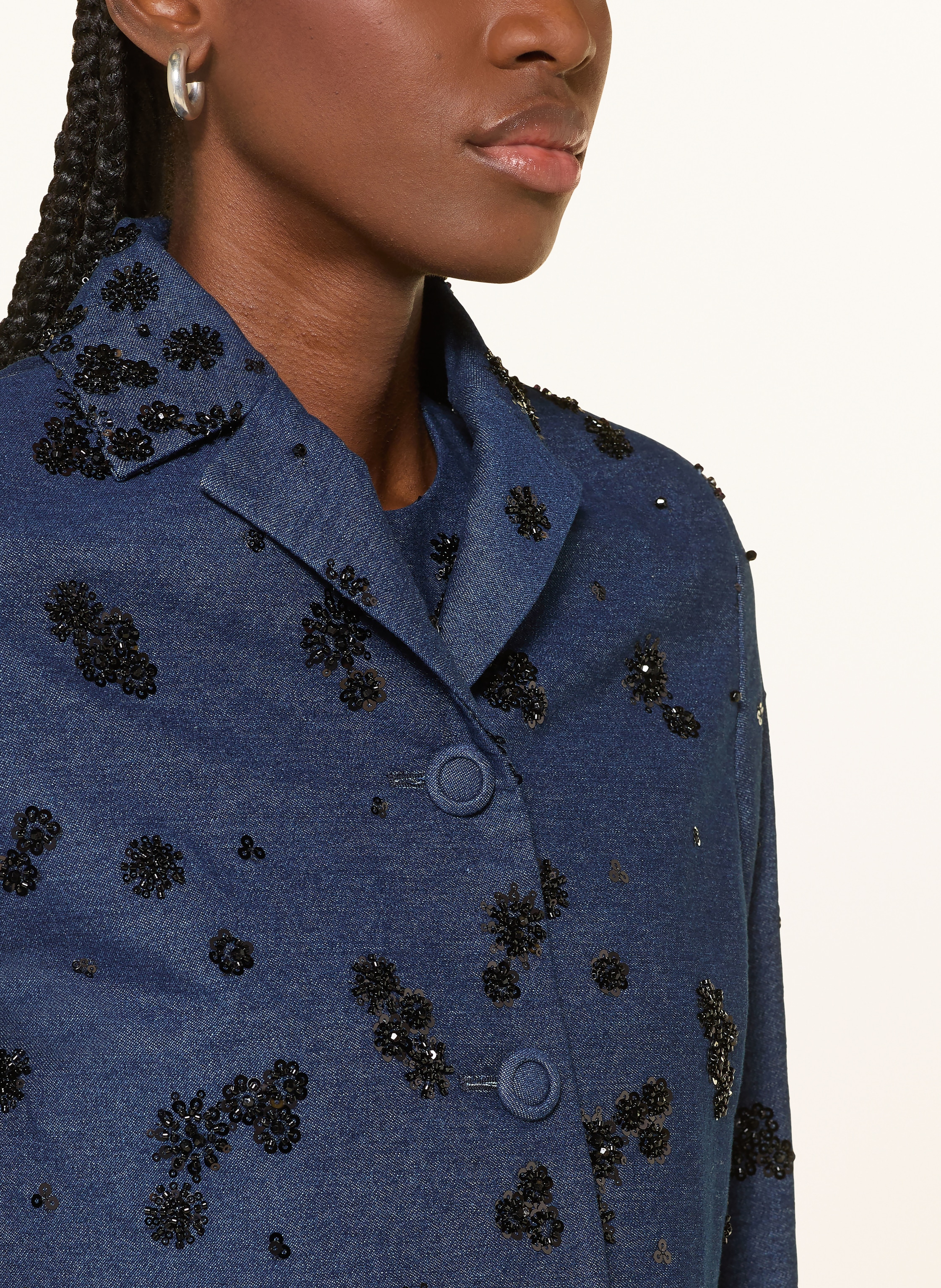 Thumbnail - Sly 010 Blazer Farrah In Jeansoptik Mit Pailleten blau