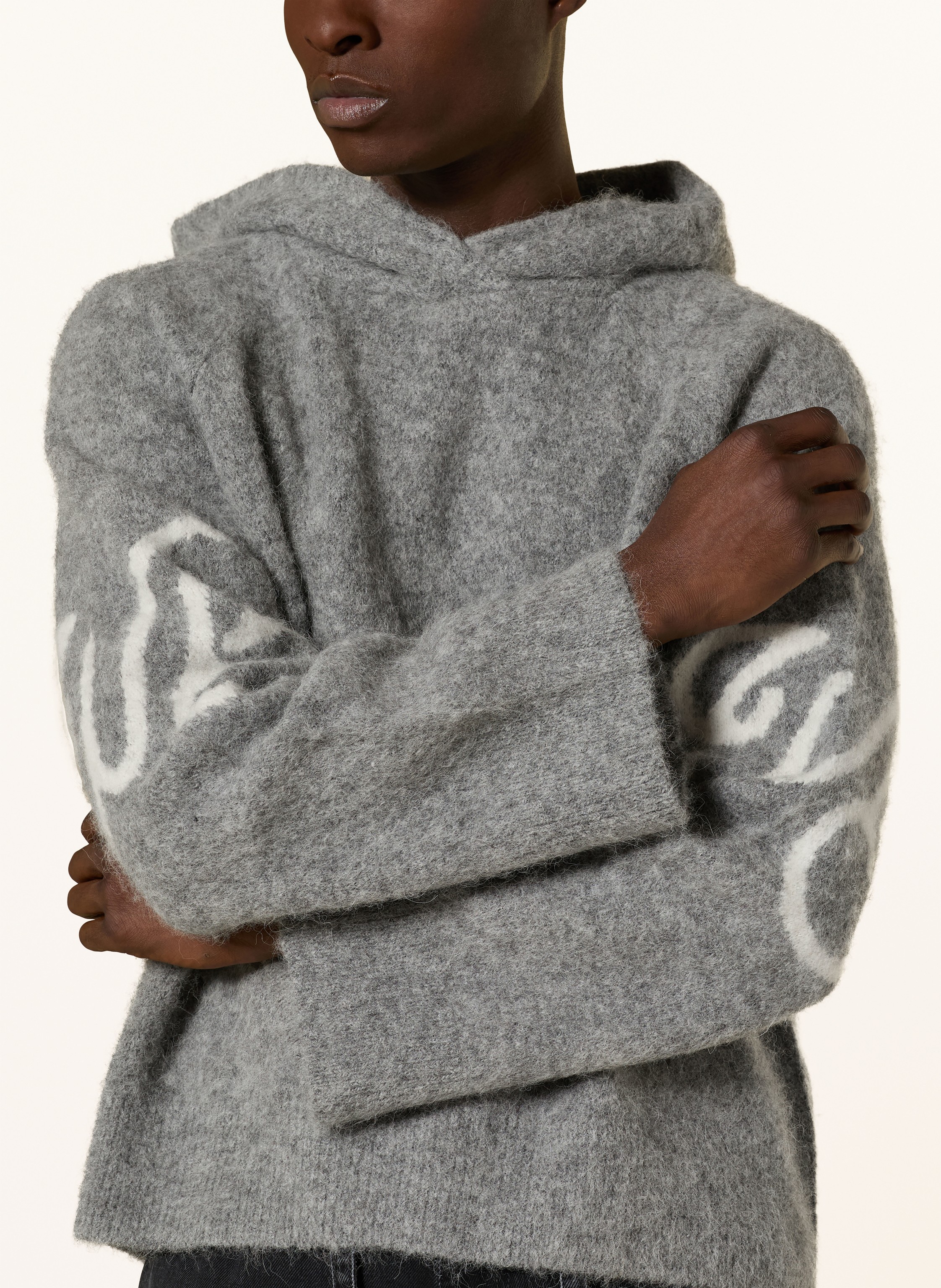 Thumbnail - Wrstbhvr Strick-Hoodie Mixam grau