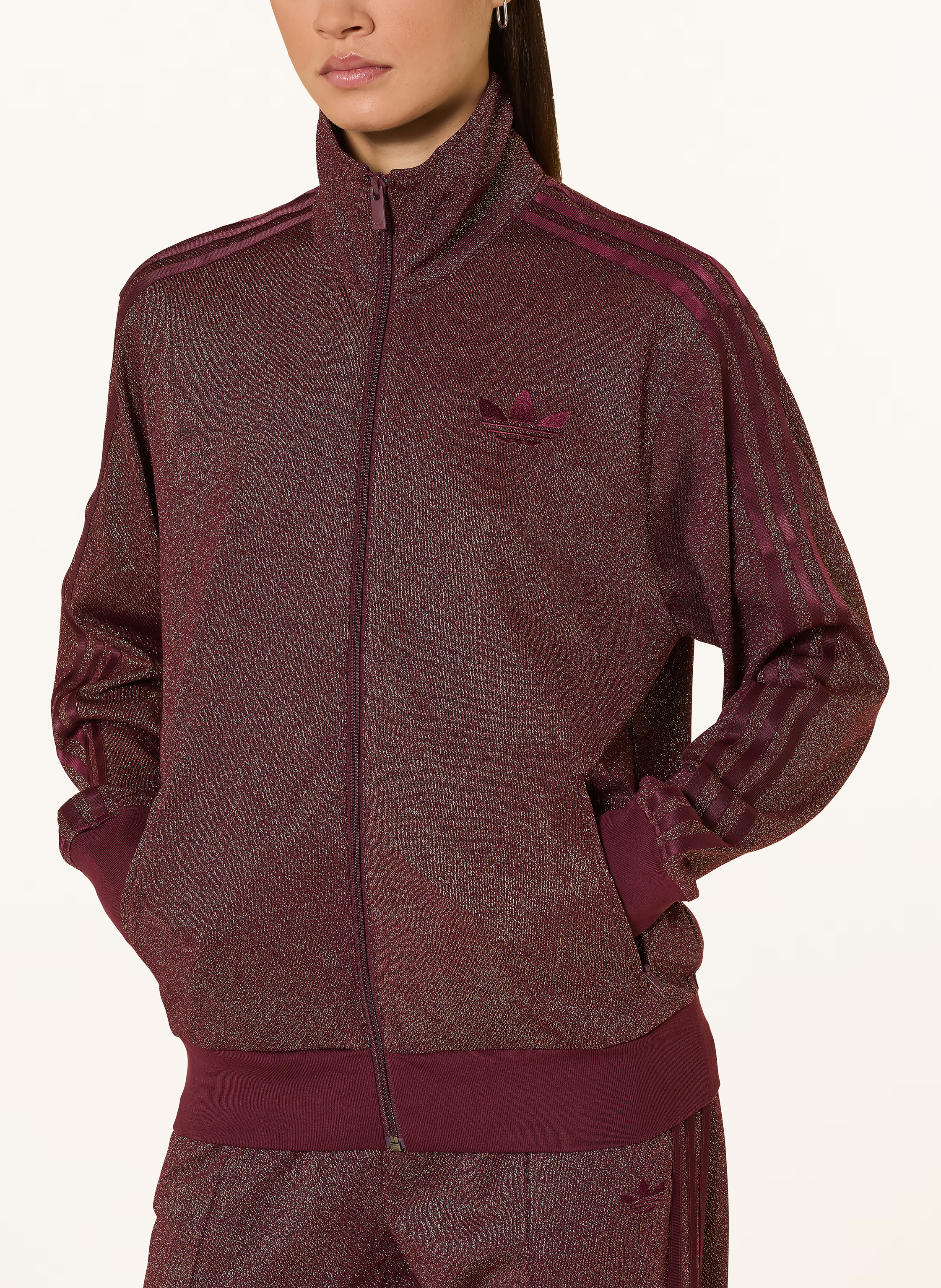 Thumbnail - Adidas Originals Sweatjacke Firebird Mit Glitzergarn rot