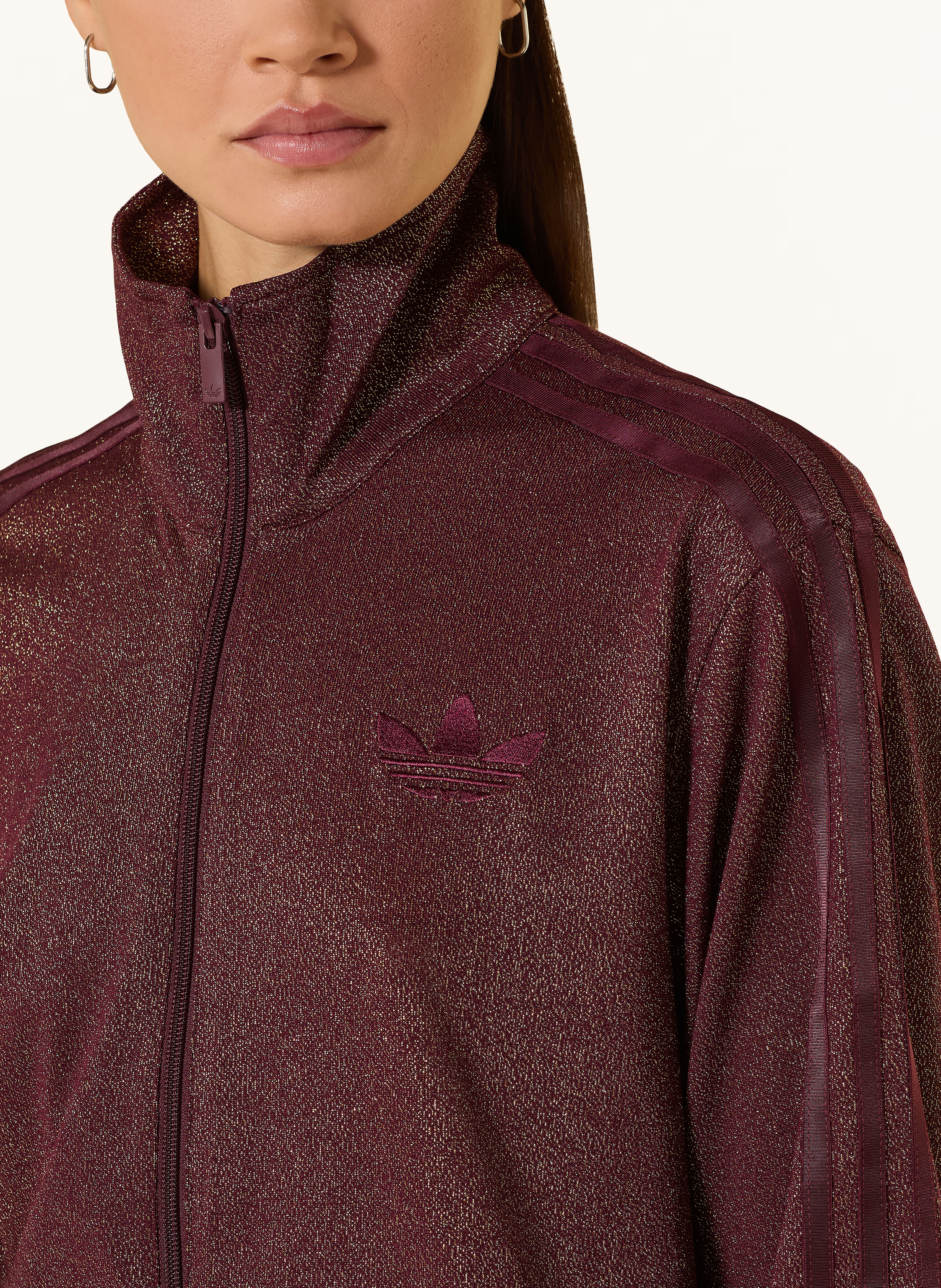 Thumbnail - Adidas Originals Sweatjacke Firebird Mit Glitzergarn rot