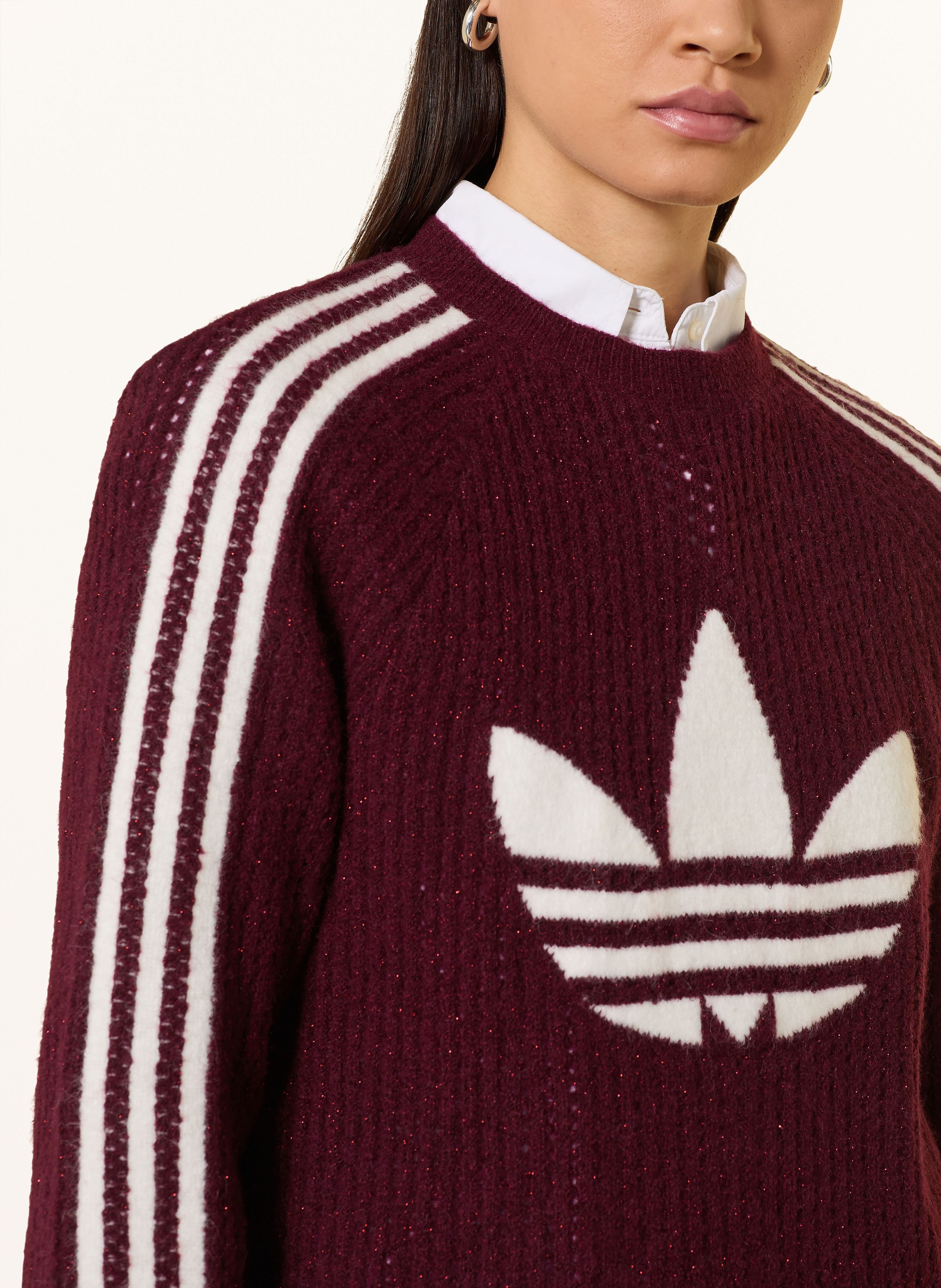 Thumbnail - Adidas Originals Pullover Mit Glitzergarn rot