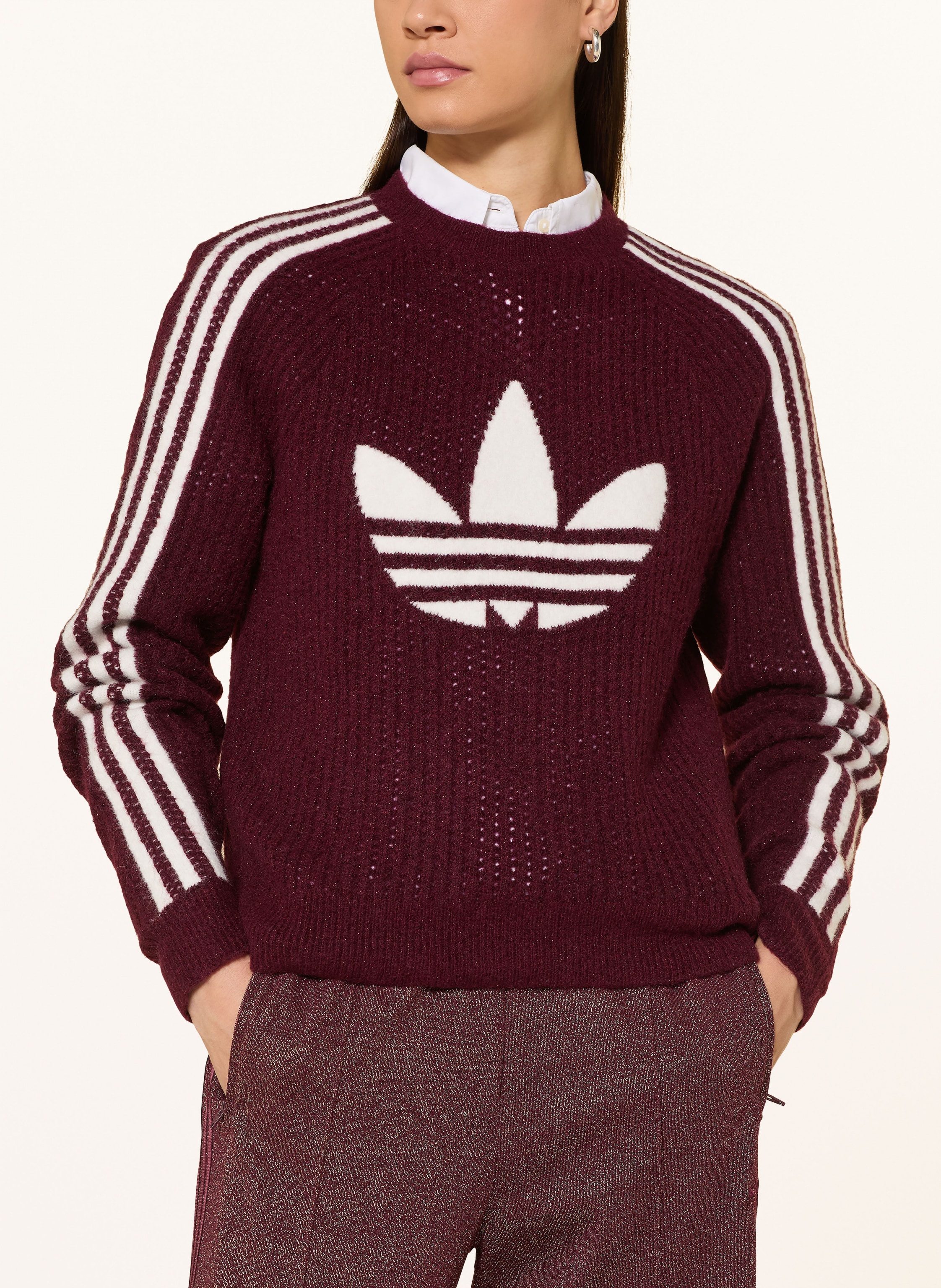 Thumbnail - Adidas Originals Pullover Mit Glitzergarn rot