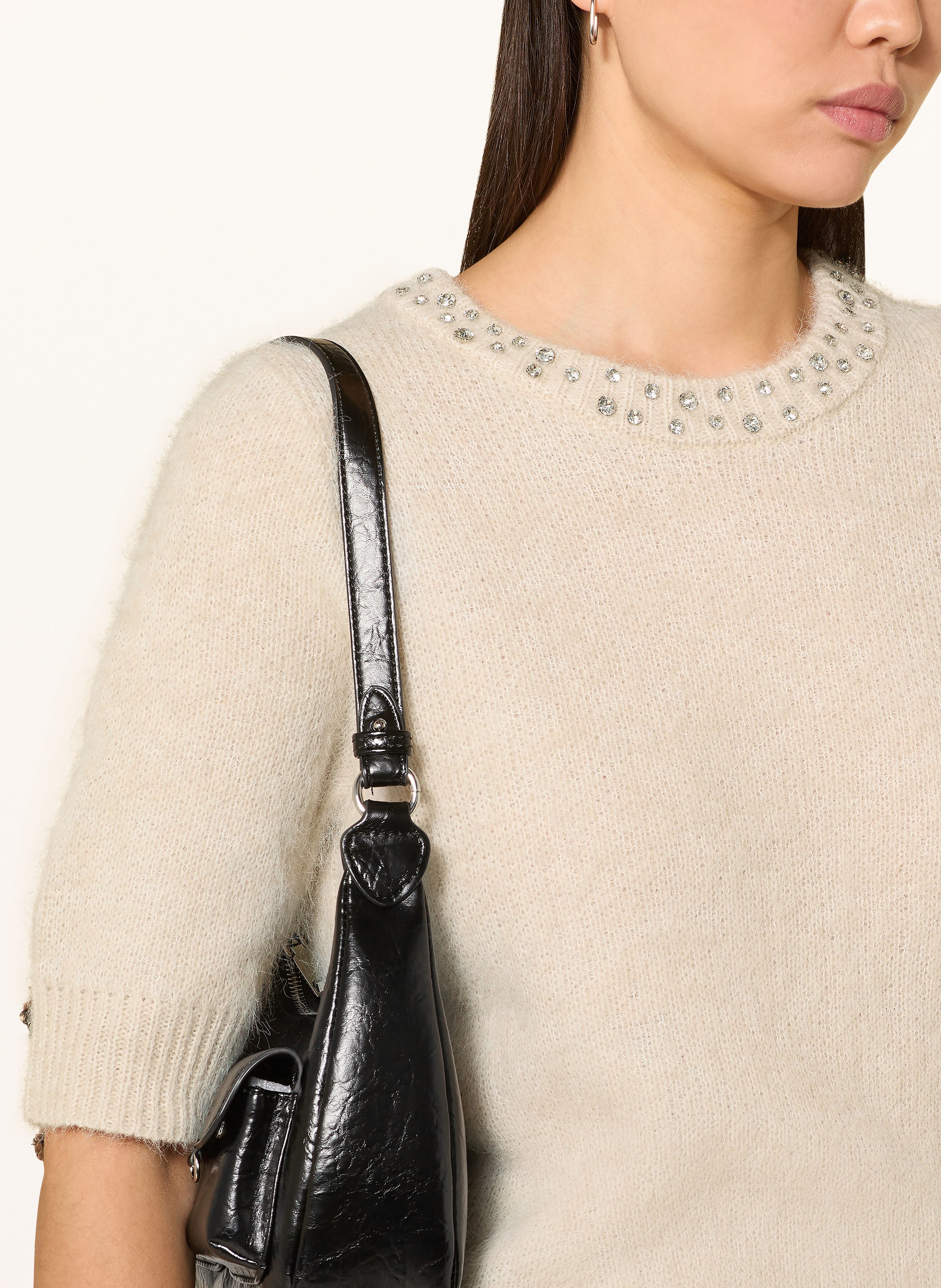 Thumbnail - Only Strickshirt Mit Schmucksteinen weiss