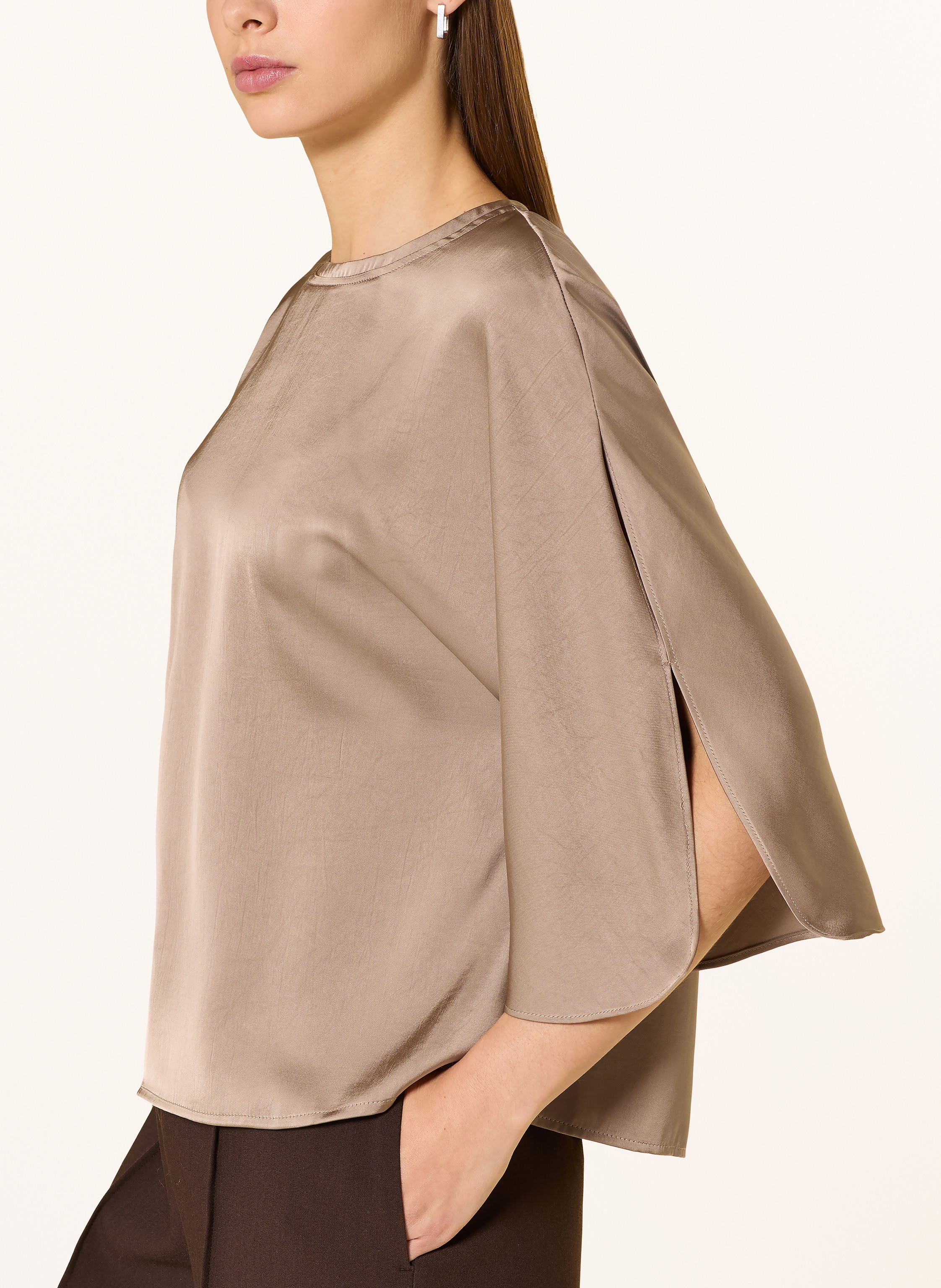 Thumbnail - Neo Noir Blusenshirt Liora Aus Satin Mit 3/4-Arm beige