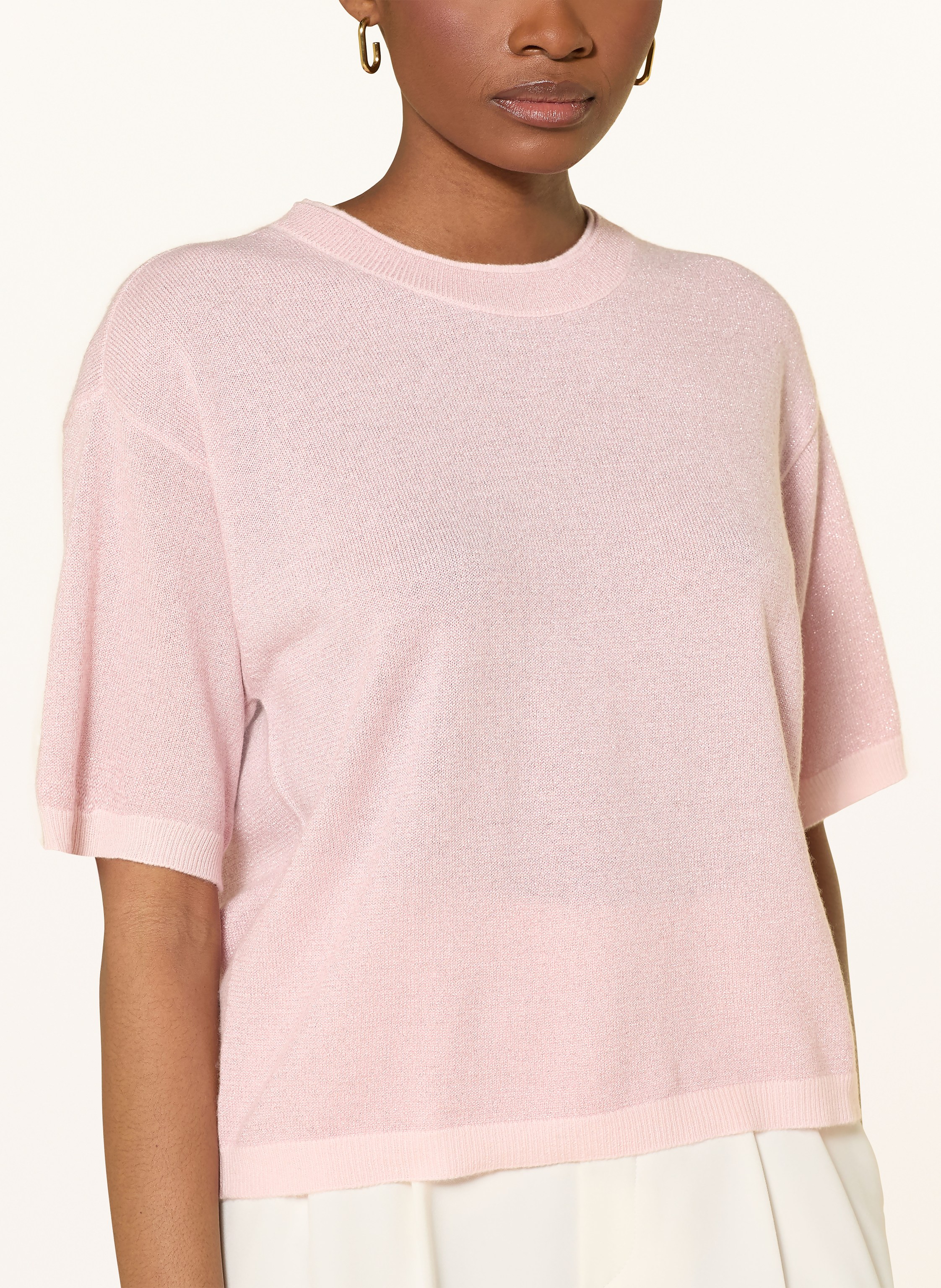 Thumbnail - Darling Harbour Strickshirt Aus Cashmere Mit Glitzergarn rosa