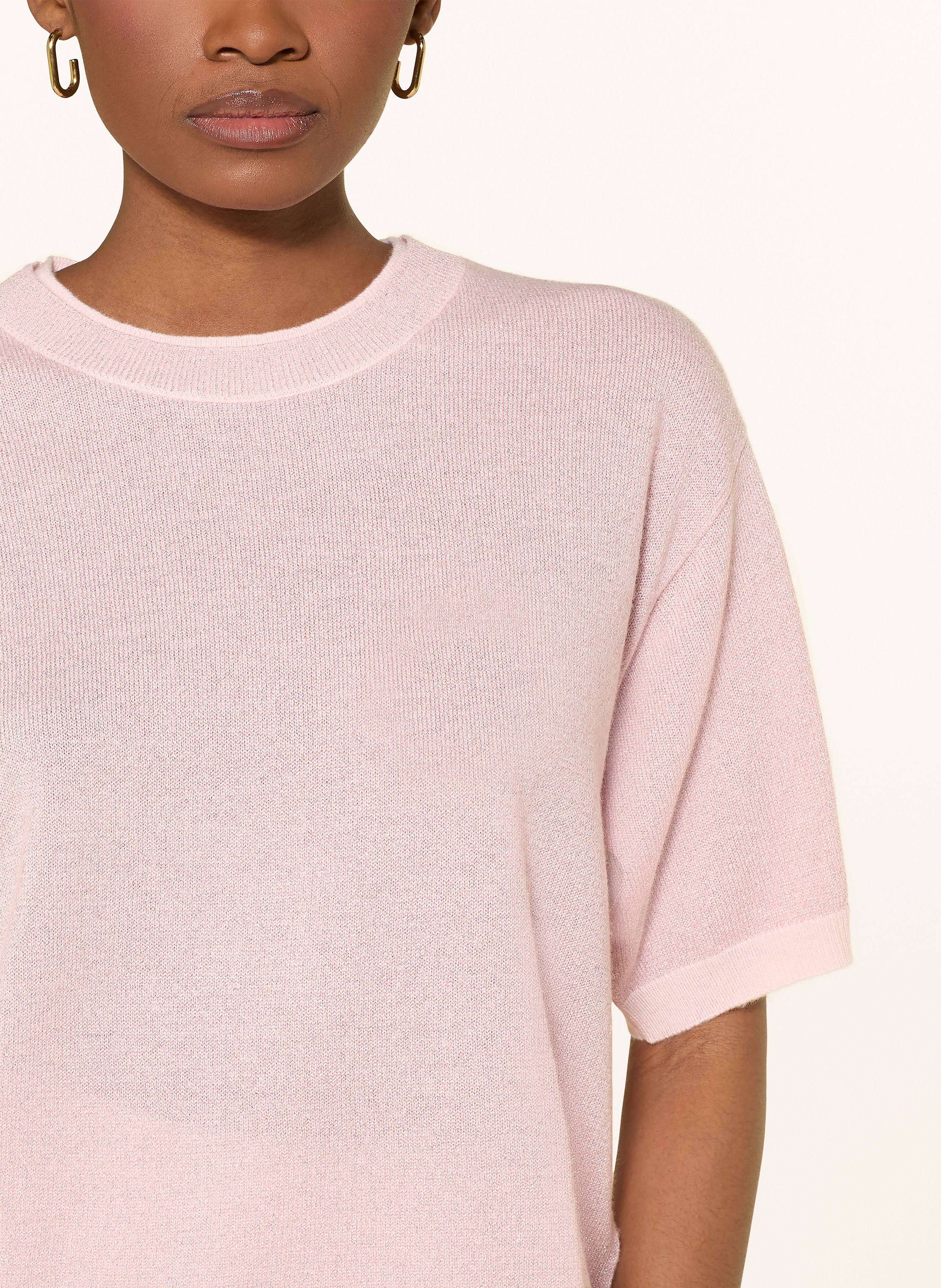 Thumbnail - Darling Harbour Strickshirt Aus Cashmere Mit Glitzergarn rosa