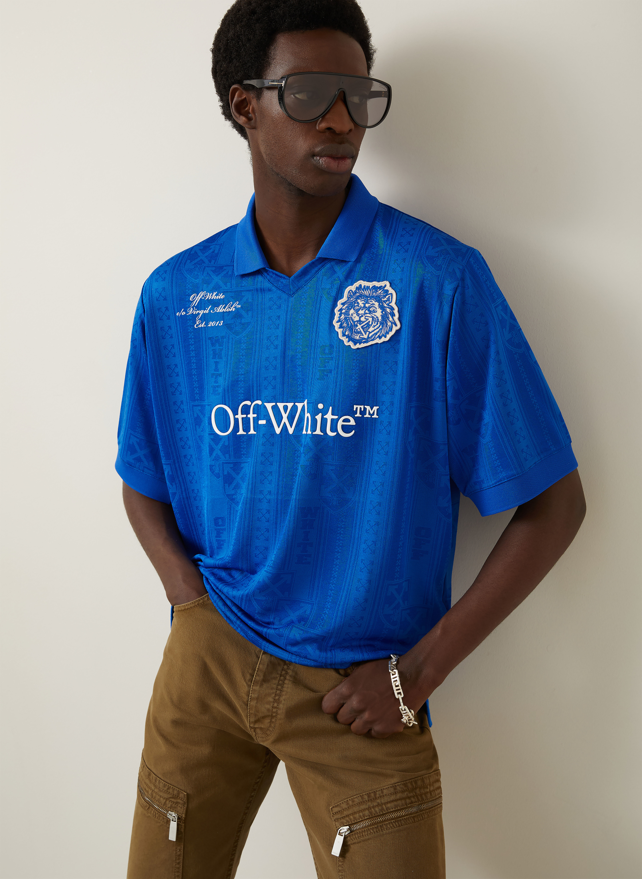 Thumbnail - Off-White Jersey-Poloshirt Lion Nation blau