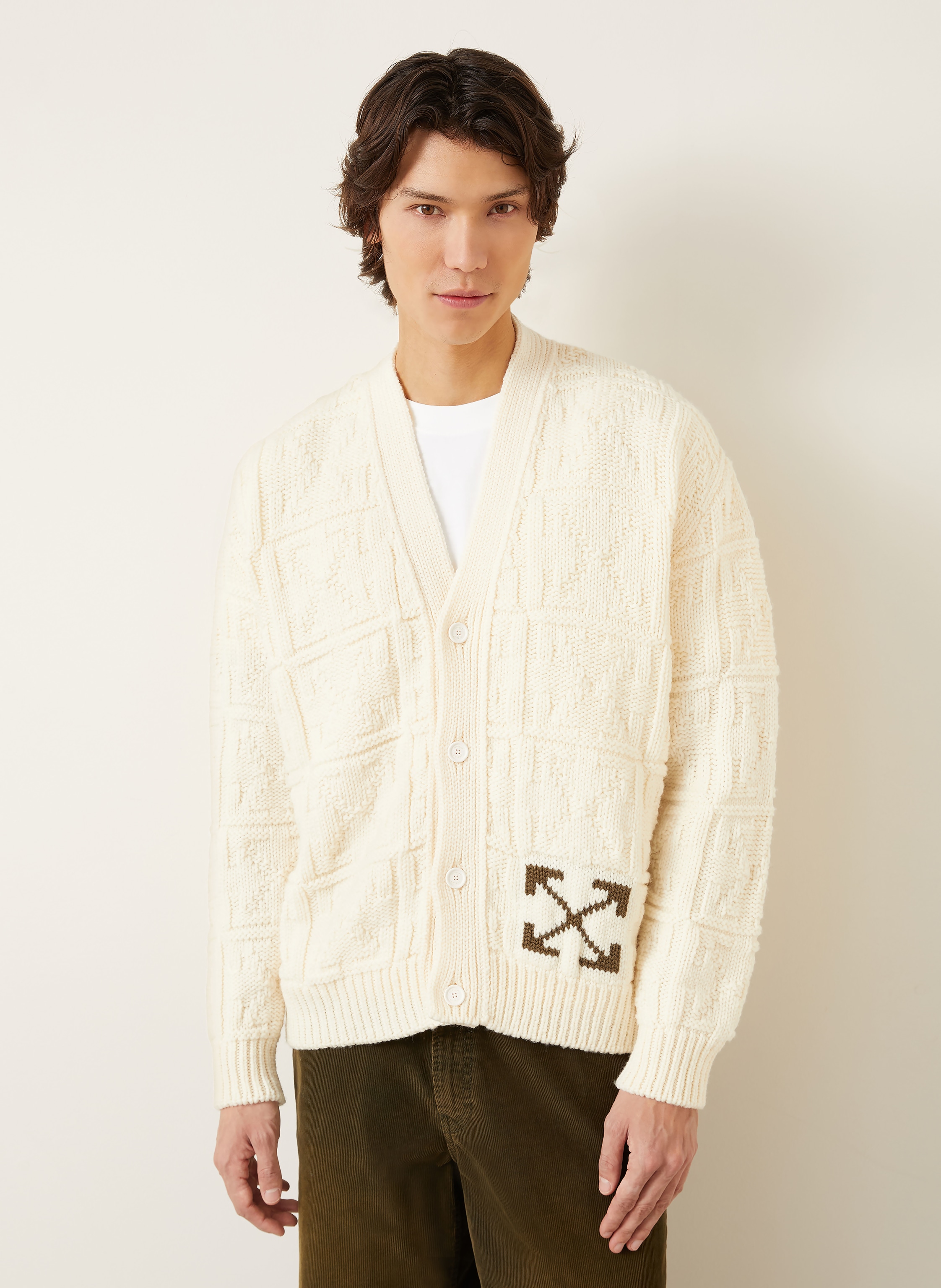 Thumbnail - Off-White Strickjacke Arrow weiss