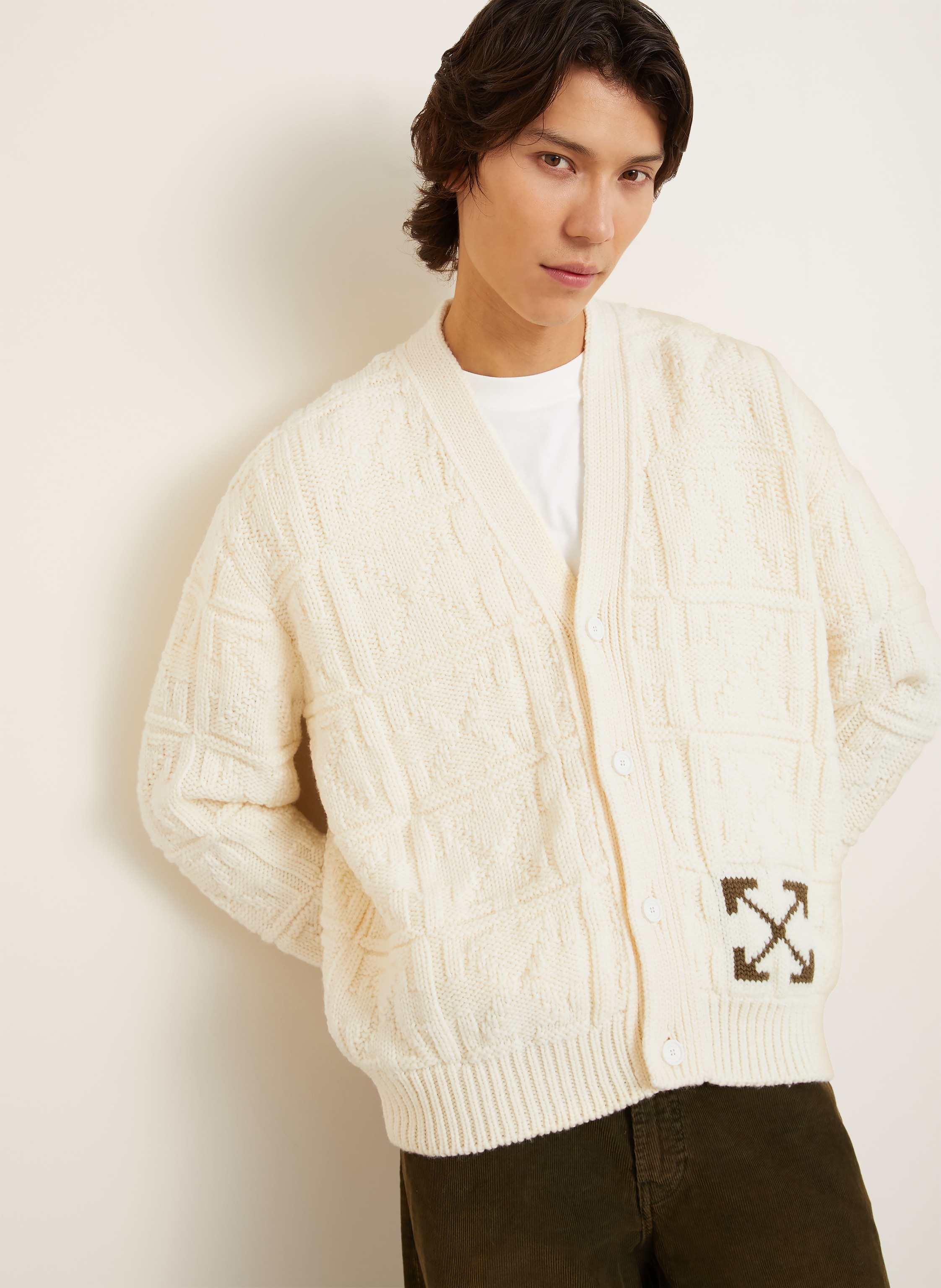 Thumbnail - Off-White Strickjacke Arrow weiss