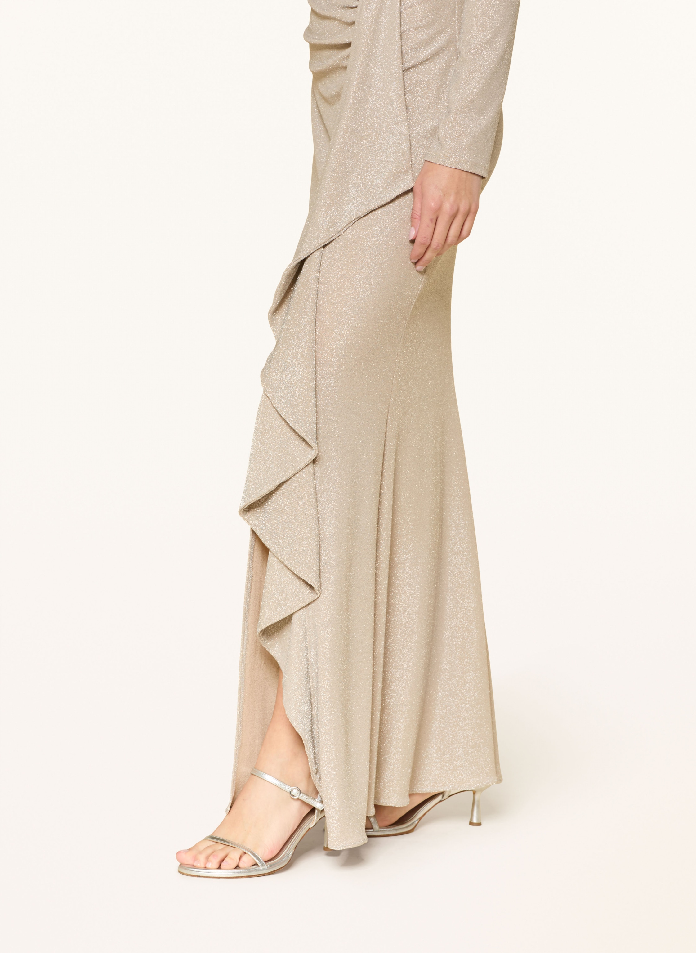 Thumbnail - Joseph Ribkoff Signature Abendkleid Aus Jersey Mit Volants beige