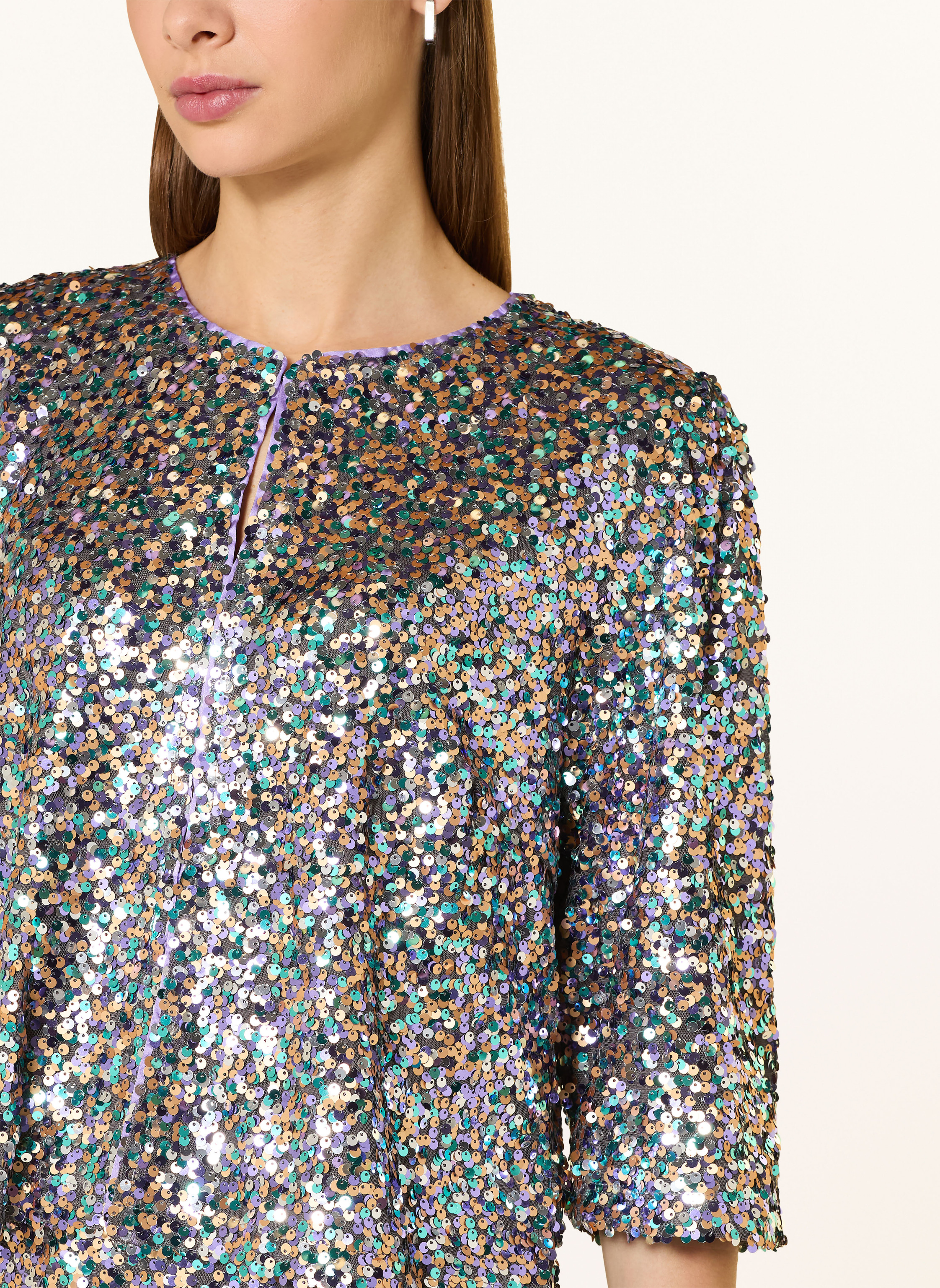 Thumbnail - Lollys Laundry Jacke Trinell Mit Pailletten Und 3/4-Arm silber