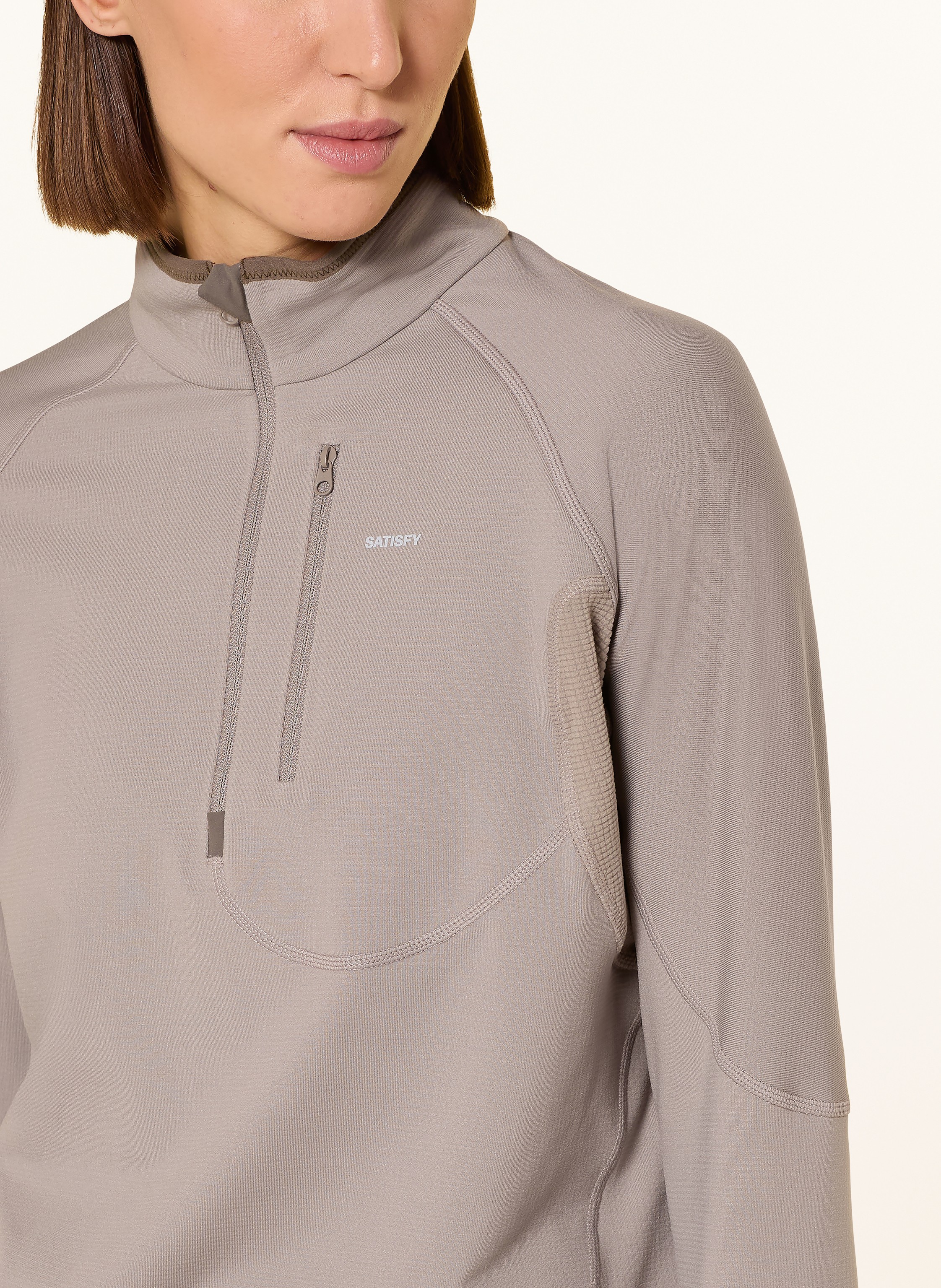 Thumbnail - Satisfy Laufshirt Ghostfleece™ Half Zipp braun
