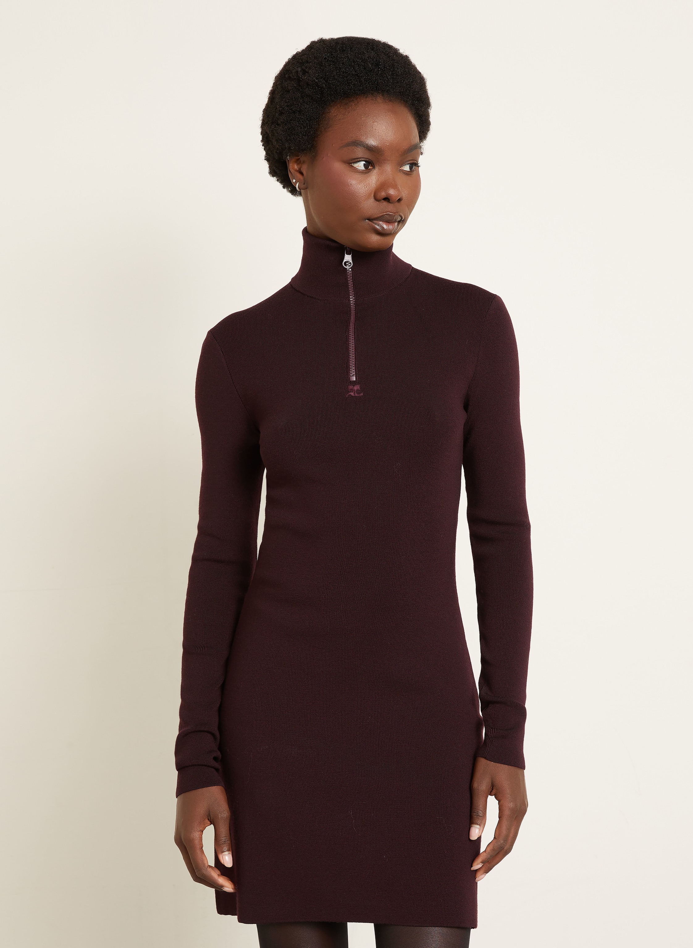 Thumbnail - Courrèges Strickkleid Aus Merinowolle rot