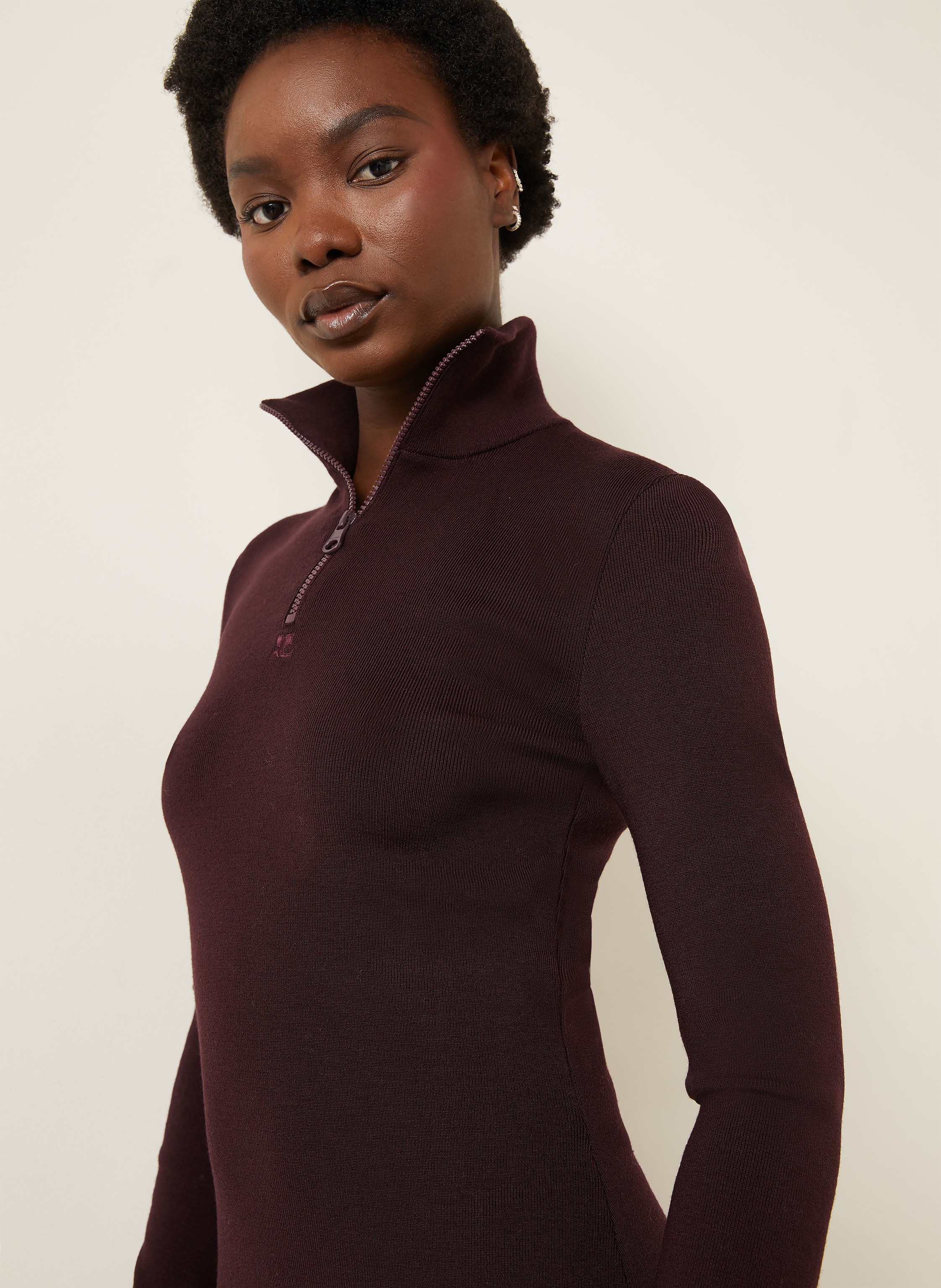 Thumbnail - Courrèges Strickkleid Aus Merinowolle rot