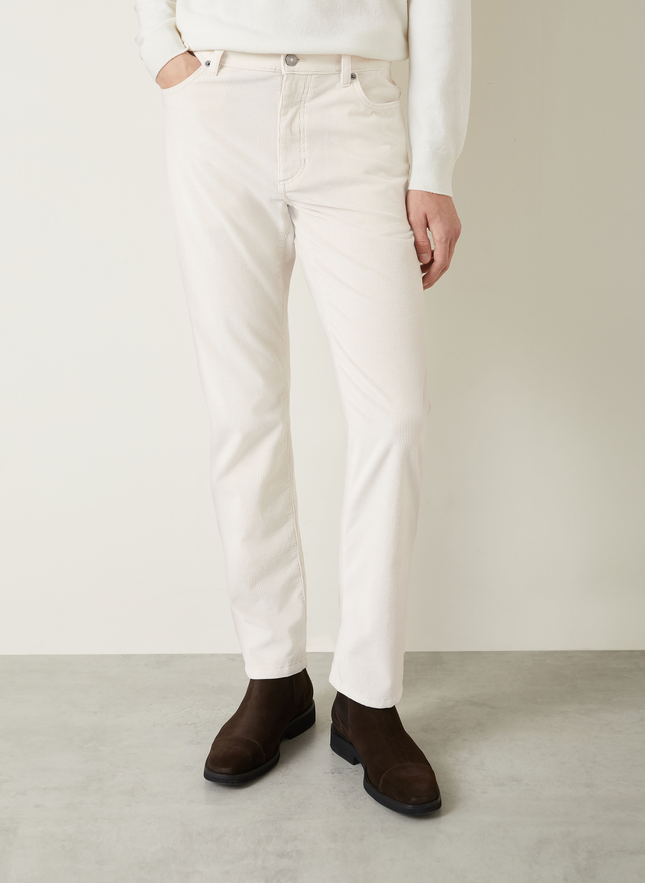 Thumbnail - Zegna Cordhose Slim Fit weiss