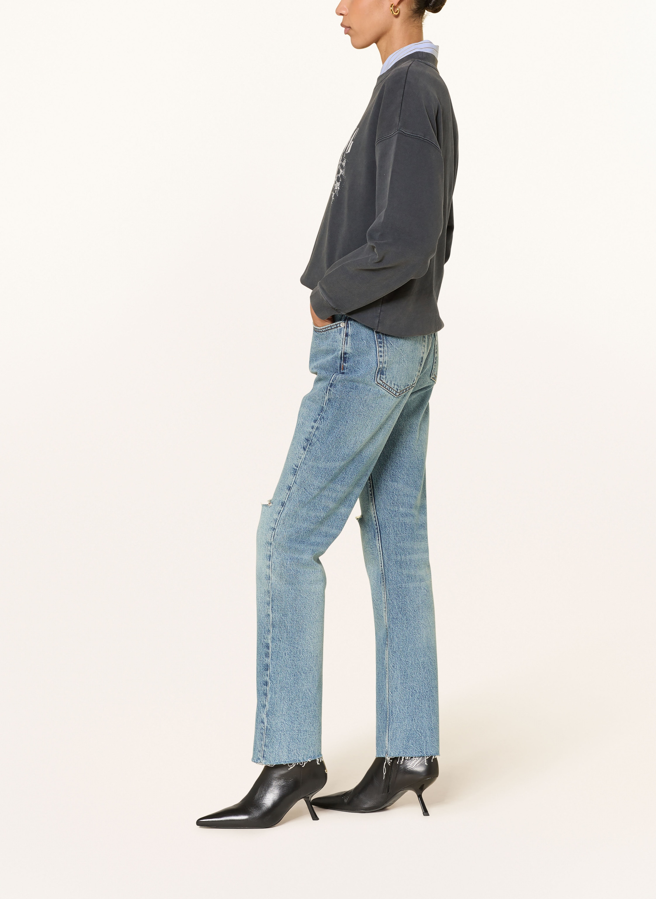Thumbnail - Anine Bing Straight Jeans Bruno blau