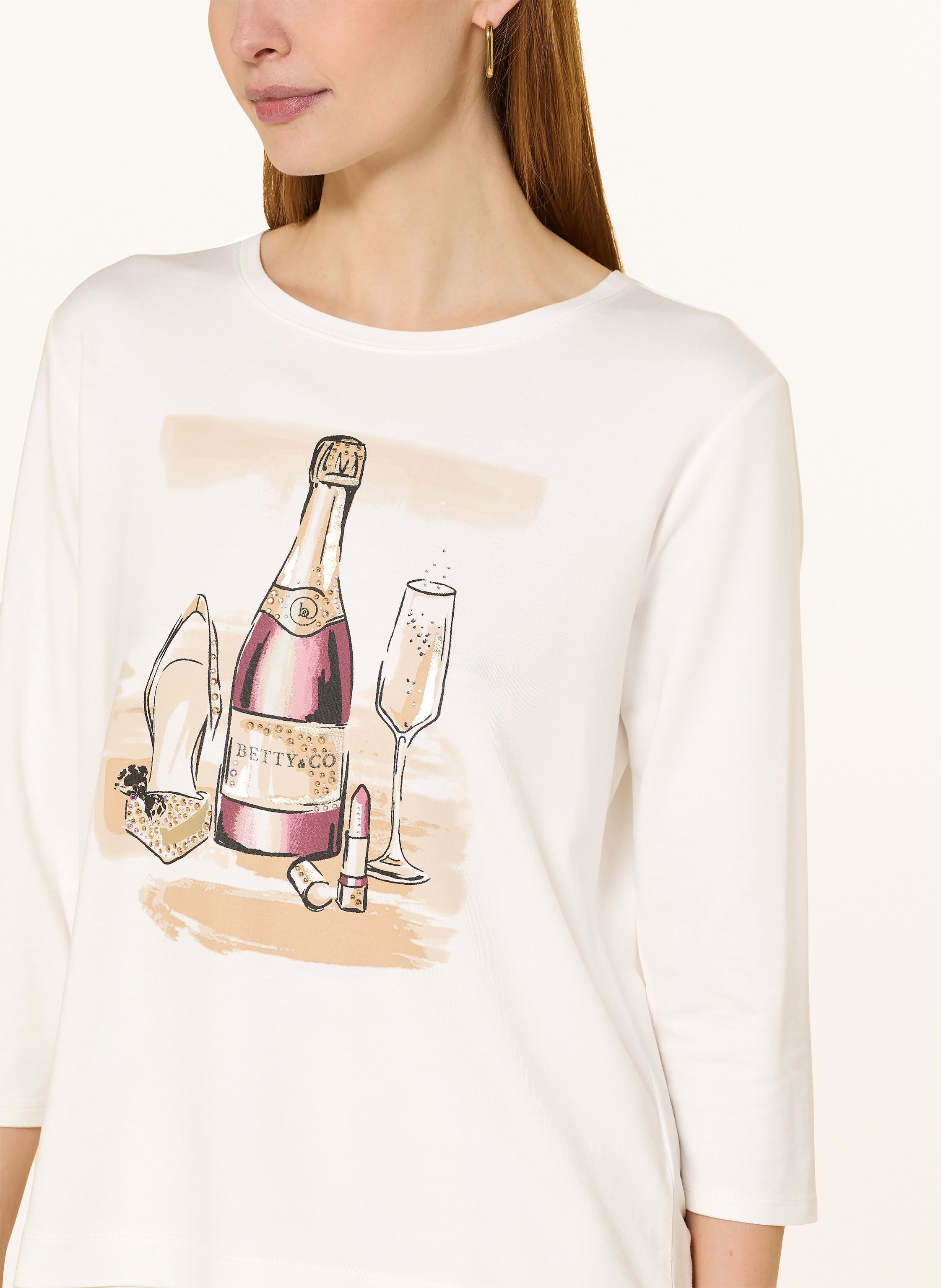 Thumbnail - Betty&Co Shirt Mit 3/4-Arm Und Schmucksteinen weiss