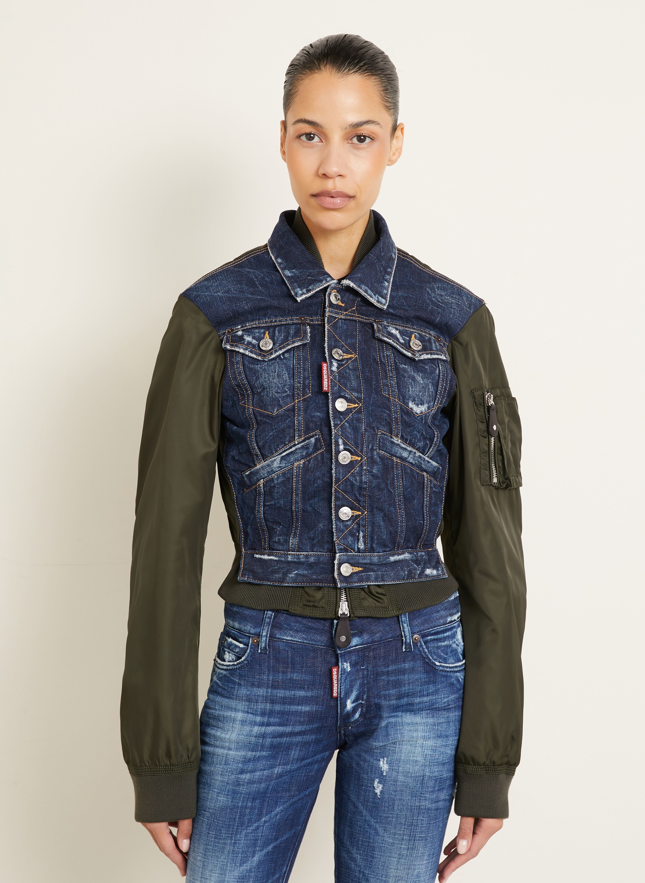 Thumbnail - dsquared2 Blouson Im Materialmix blau