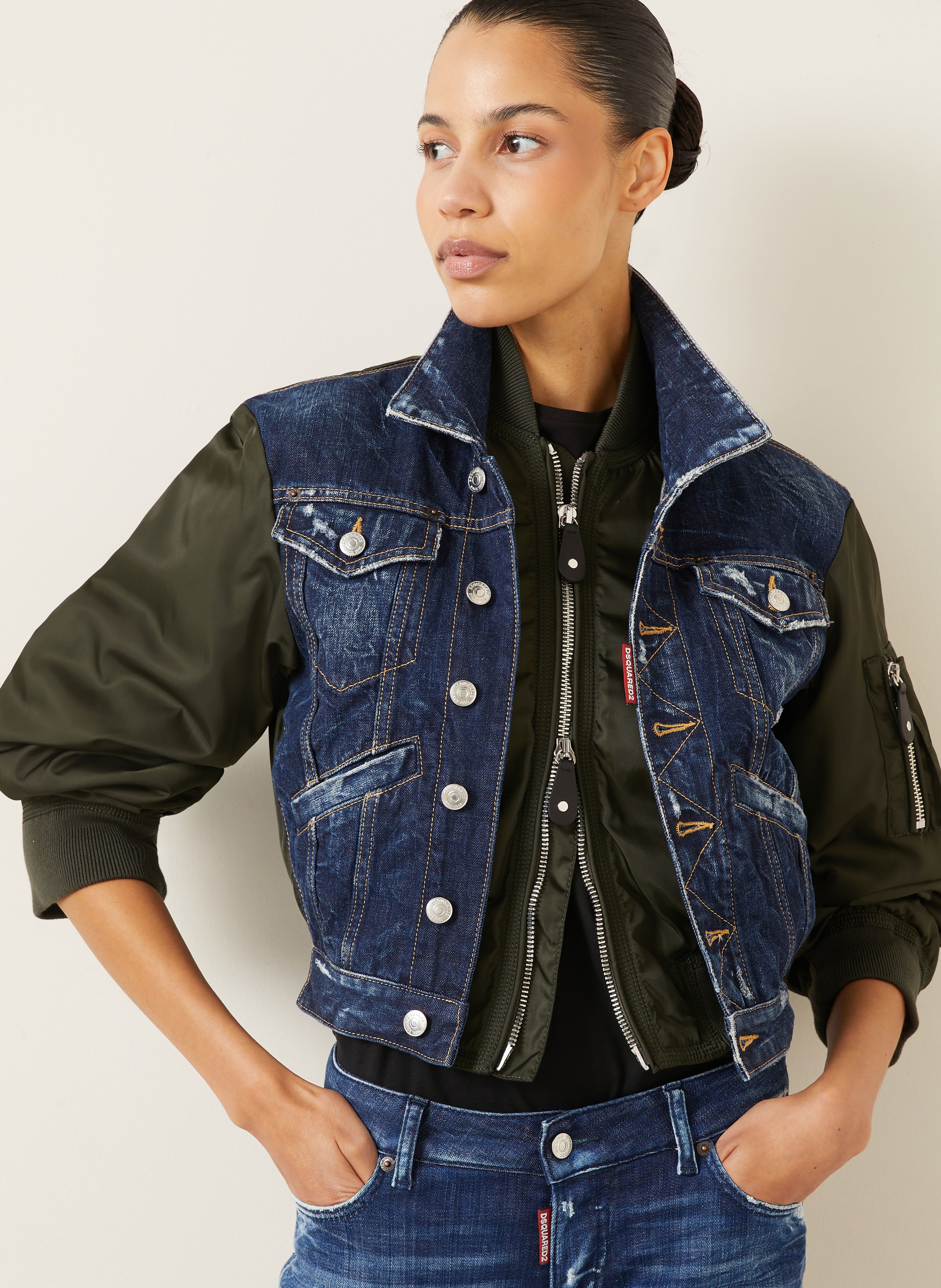Thumbnail - dsquared2 Blouson Im Materialmix blau