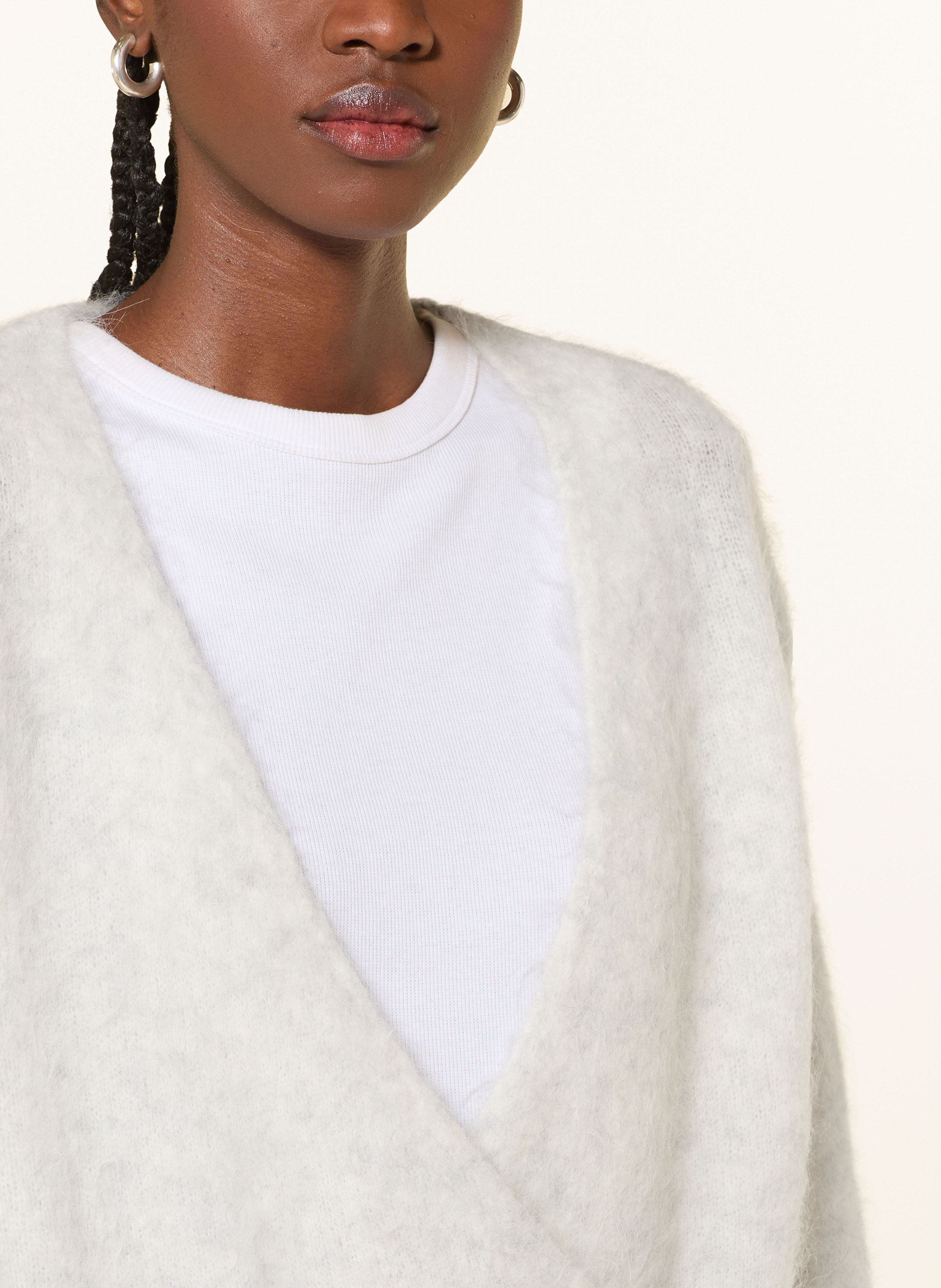 Thumbnail - American Vintage Pullover Nuny In Wickeloptik Mit Alpaka grau