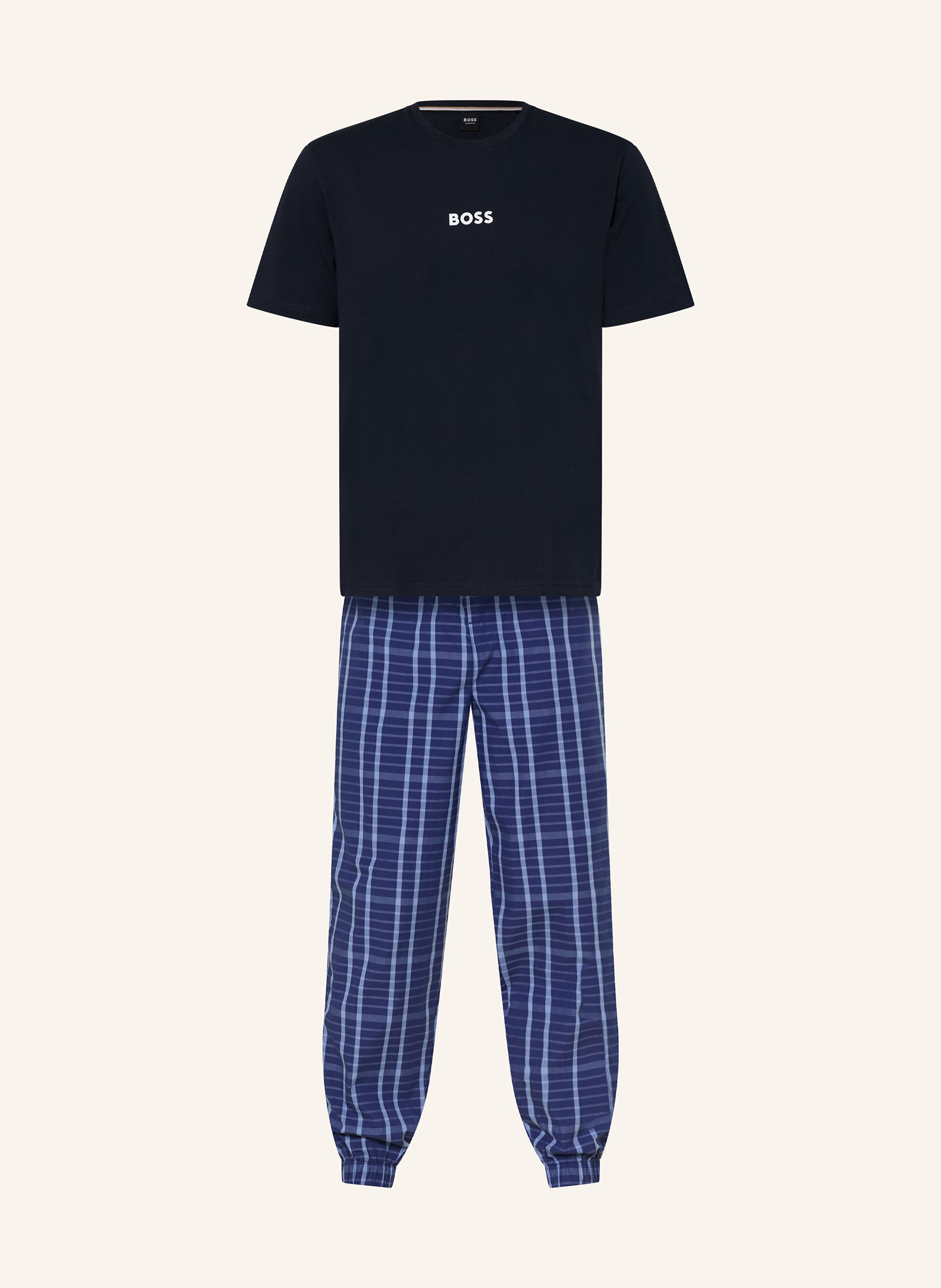 Boss Boss Schlafanzug Easy Long blau in DUNKELBLAU / HELLBLAU / BLAU