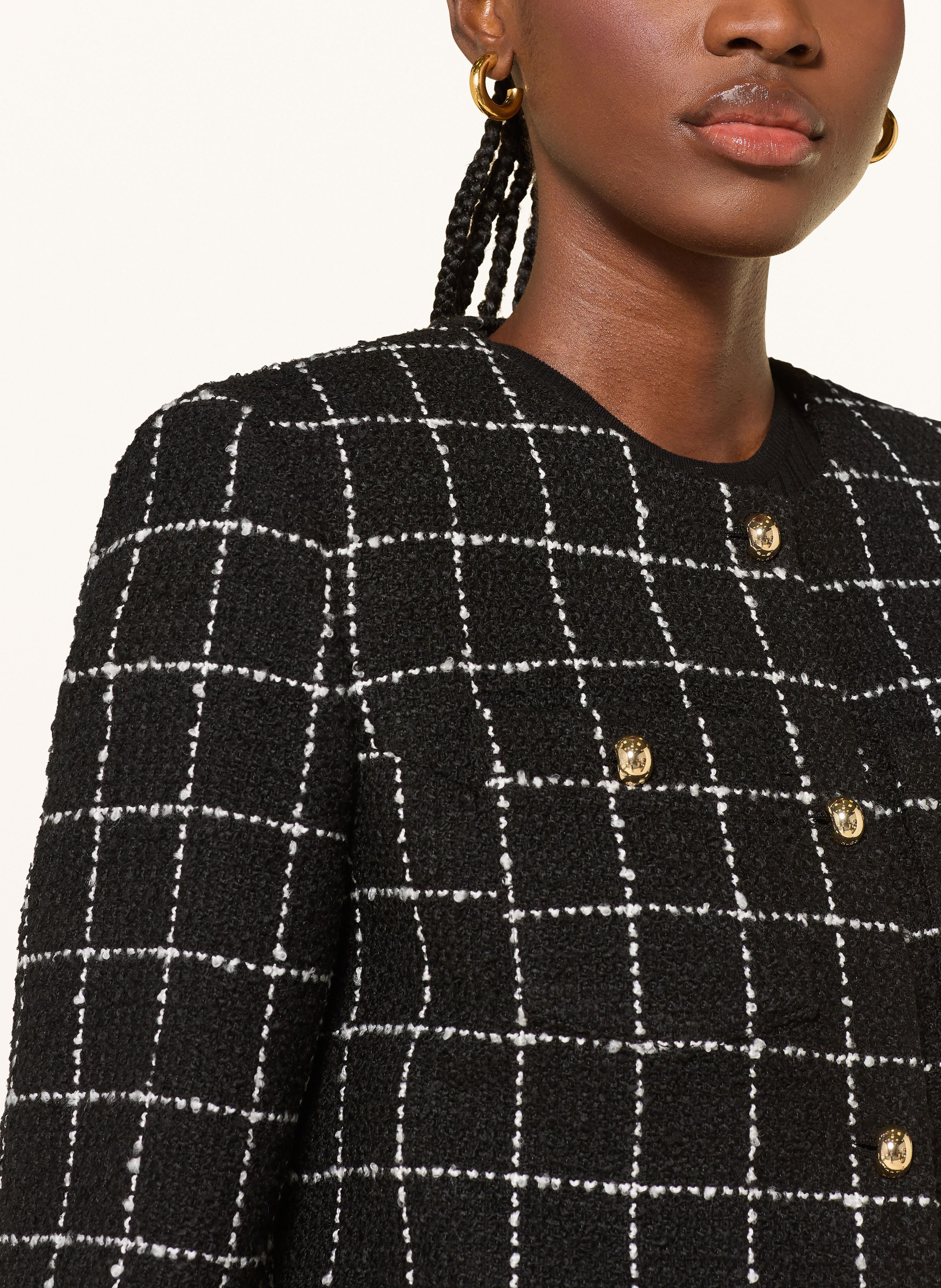 Thumbnail - Hugo Kastenjacke Adini Aus Bouclé Mit 3/4-Arm schwarz