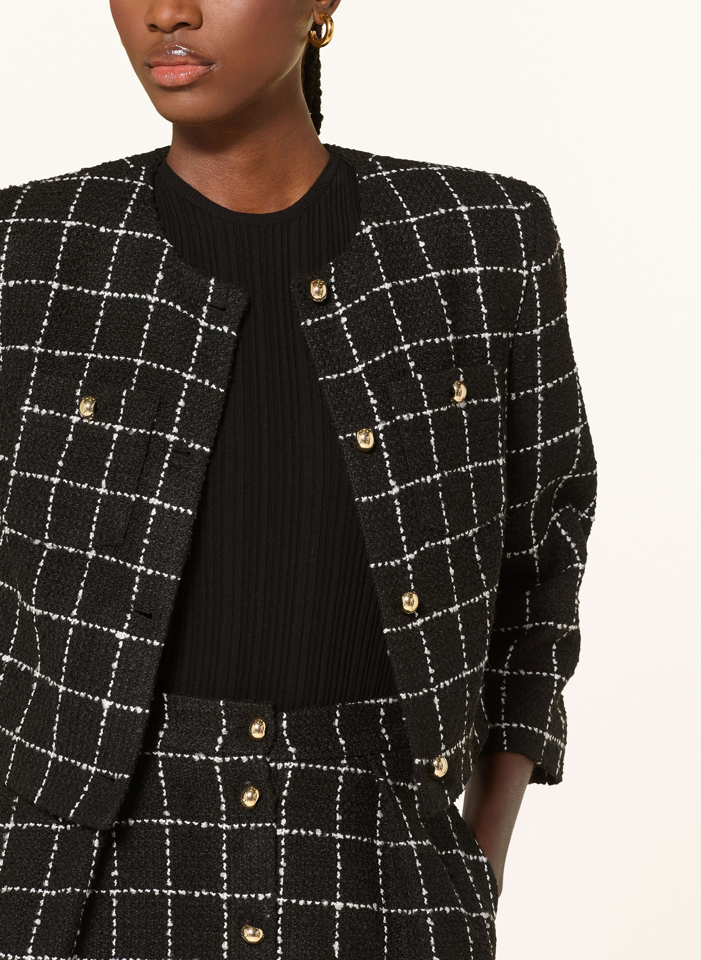 Thumbnail - Hugo Kastenjacke Adini Aus Bouclé Mit 3/4-Arm schwarz