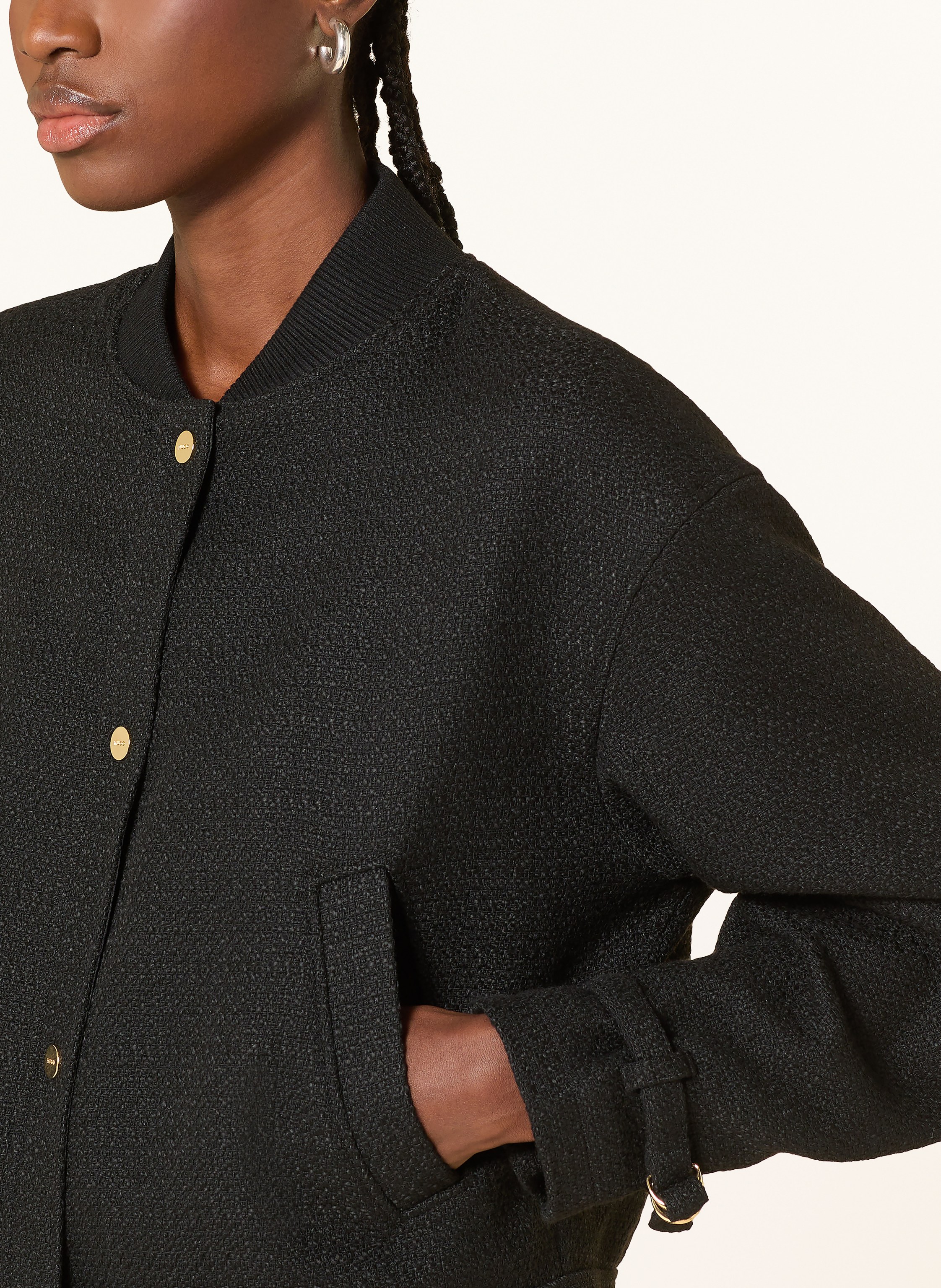 Thumbnail - Hugo Kastenjacke Asense Aus Bouclé schwarz