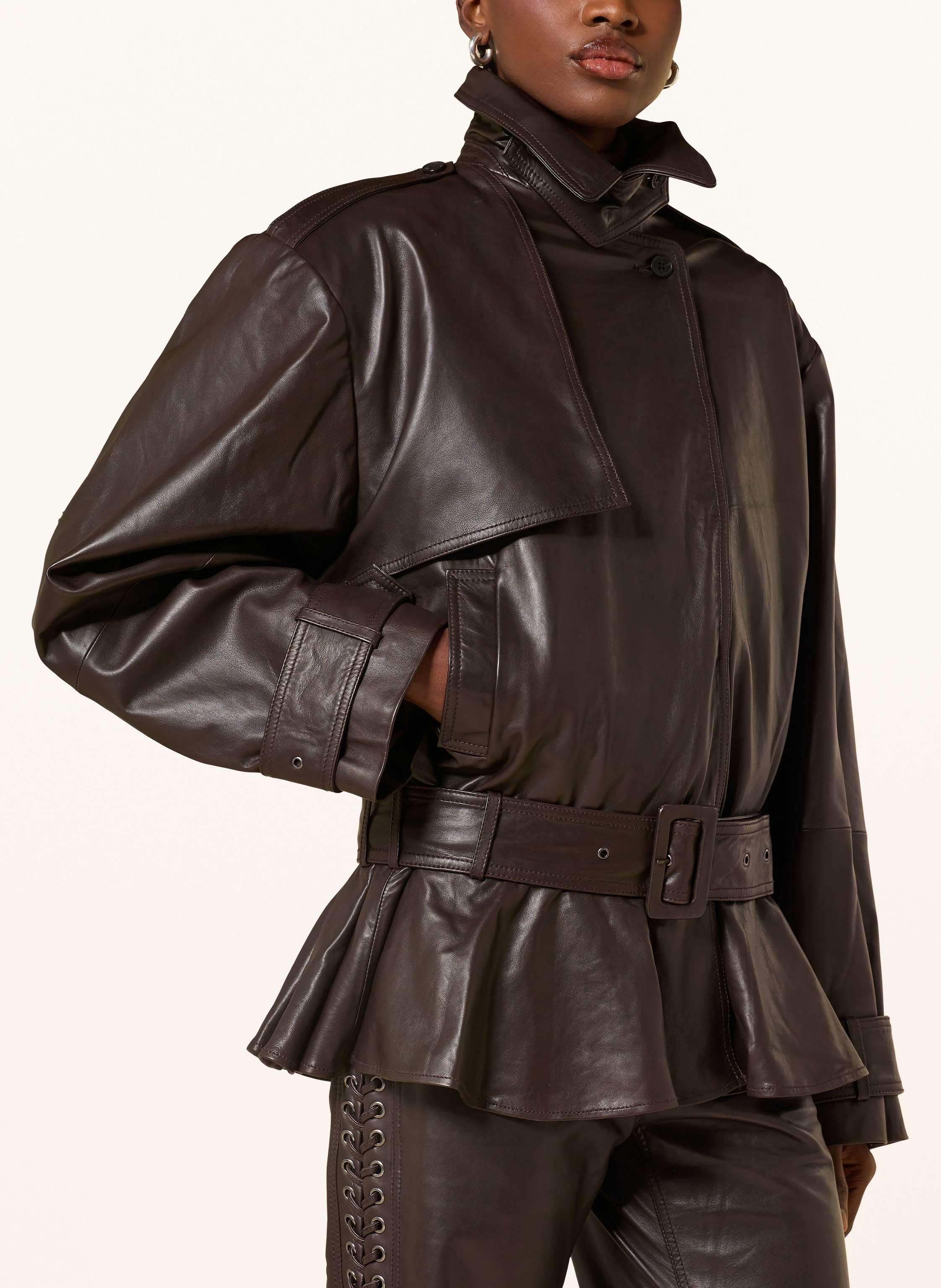 Thumbnail - Rotate Lederjacke braun