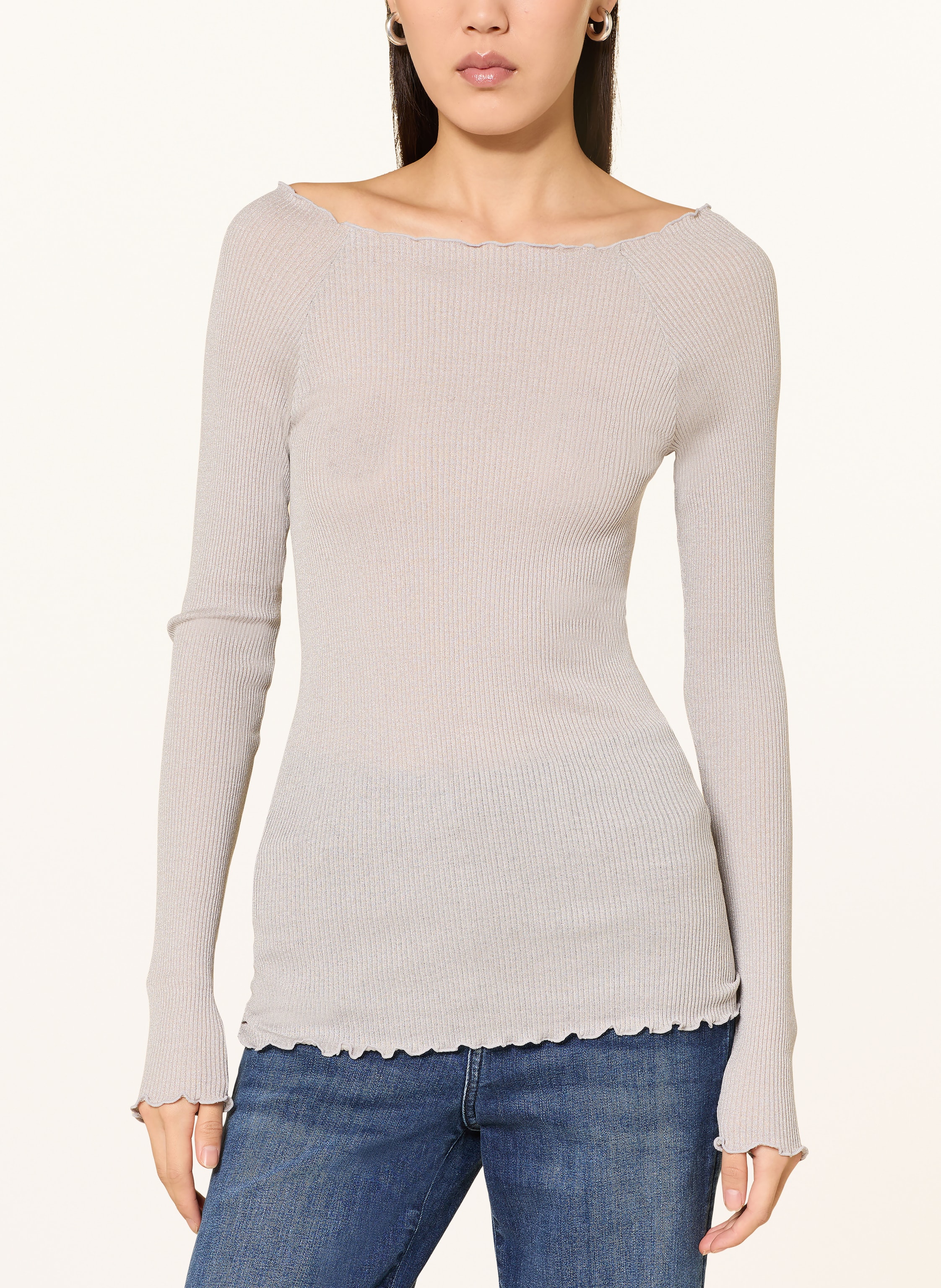 Thumbnail - Rosemunde Longsleeve Bliss Mit Seide Und Glitzergarn weiss