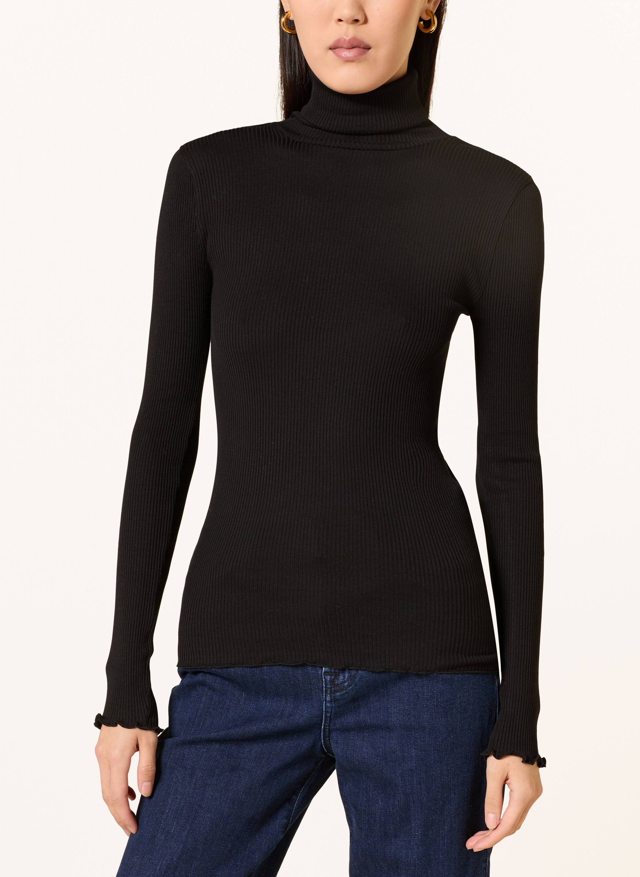 Thumbnail - Rosemunde Rollkragenshirt Beatha Mit Seide schwarz