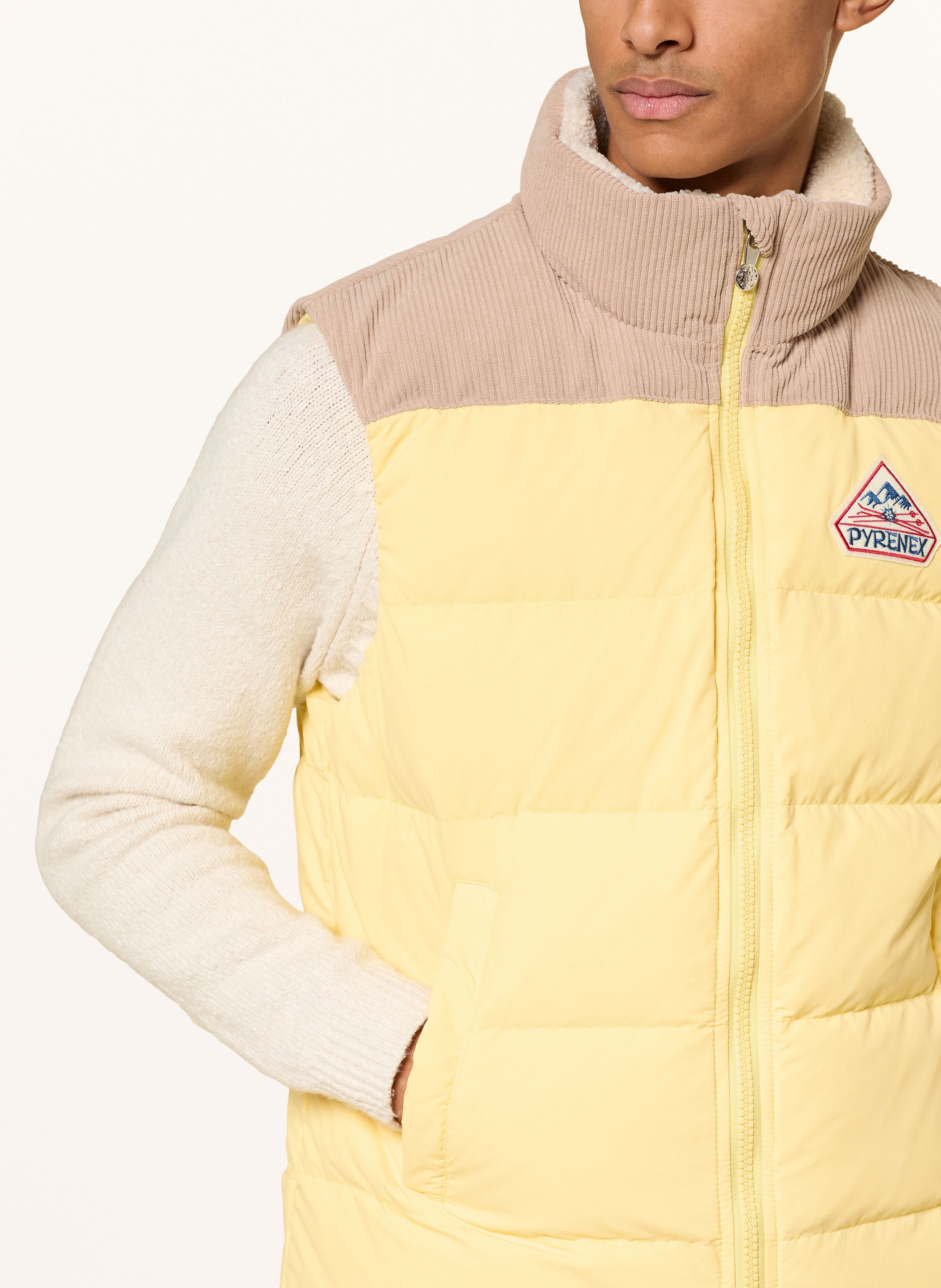 Thumbnail - Pyrenex Daunenweste Retro John Im Materialmix gelb