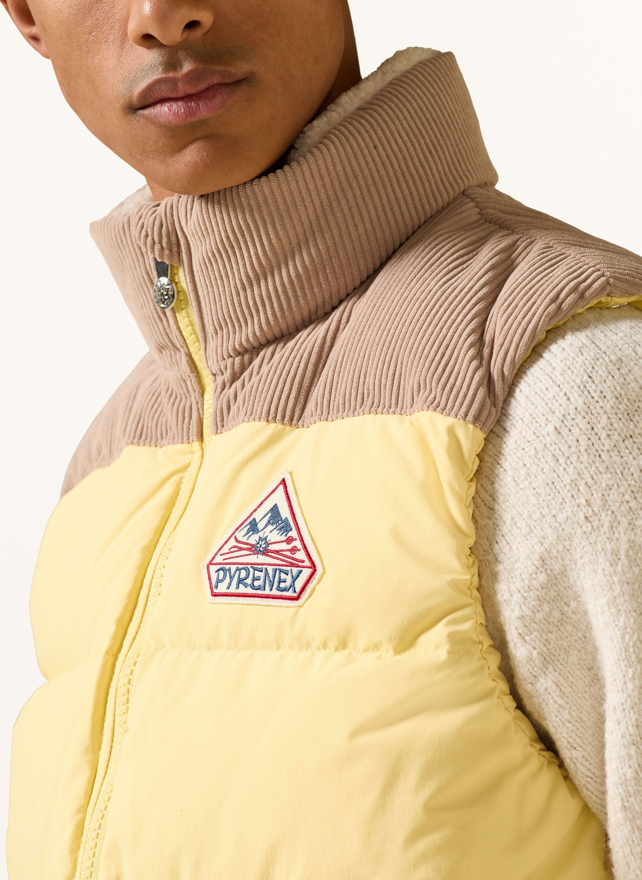 Thumbnail - Pyrenex Daunenweste Retro John Im Materialmix gelb