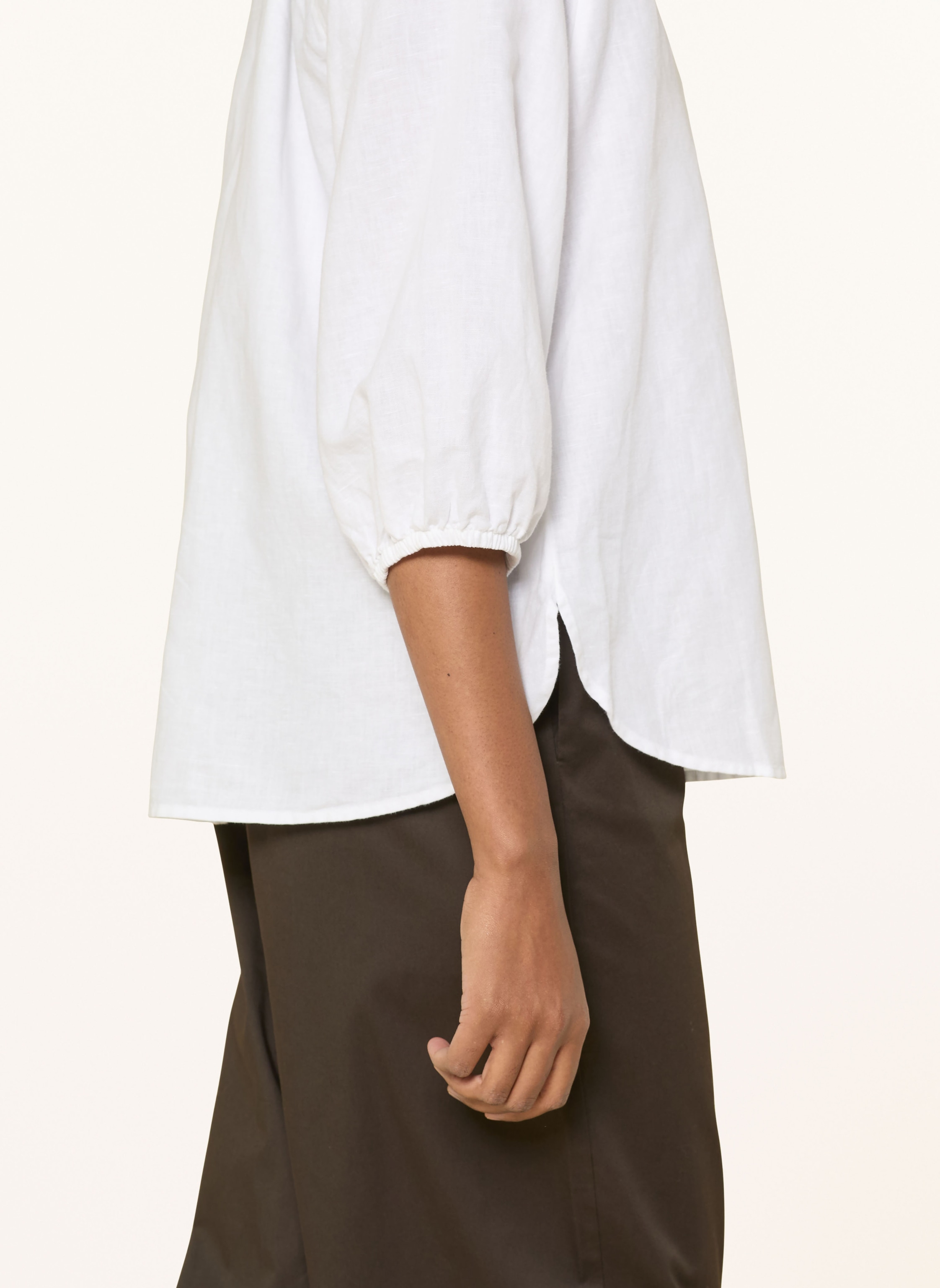 Thumbnail - Selected Femme Bluse Mit Leinen Und 3/4-Arm weiss