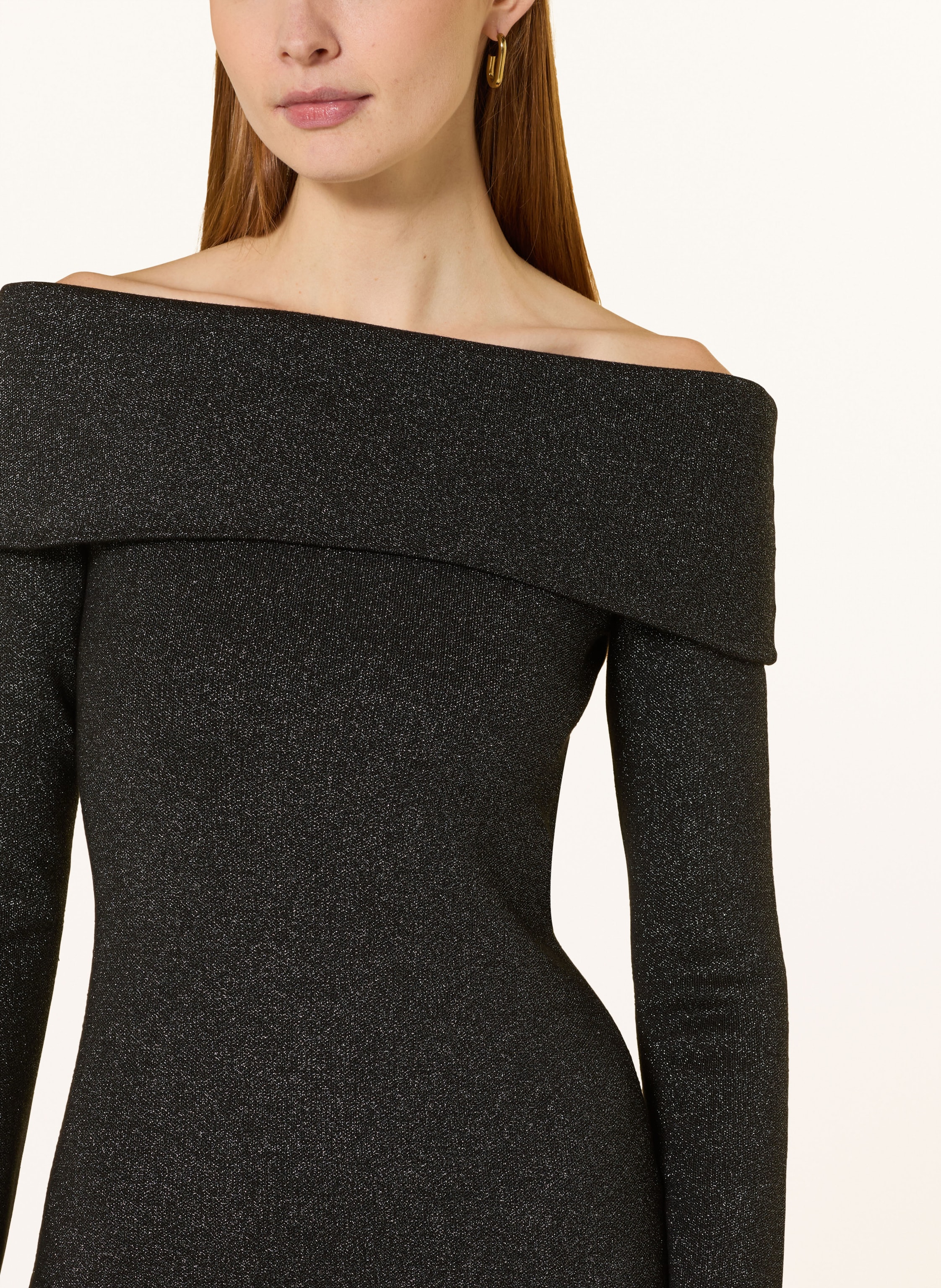 Thumbnail - Malina Off-Shoulder-Kleid Adalina Mit Glitzergarn schwarz