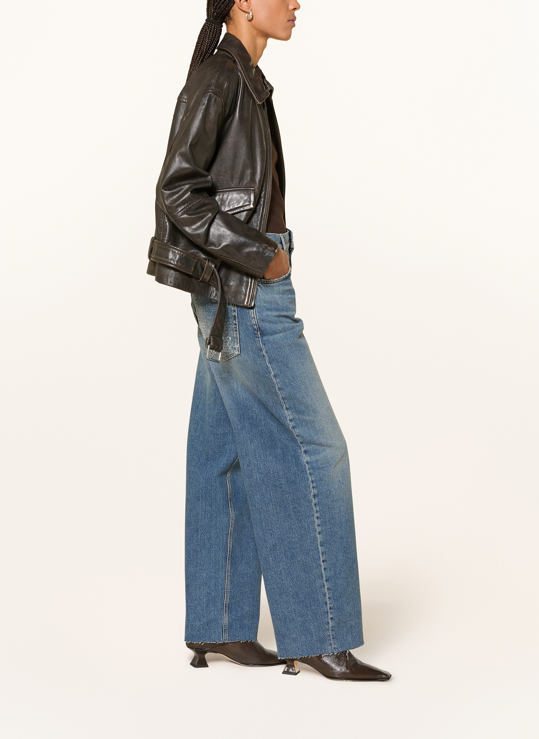 Thumbnail - Liu Jo Wide Leg Jeans Mit Schmucksteinen blau