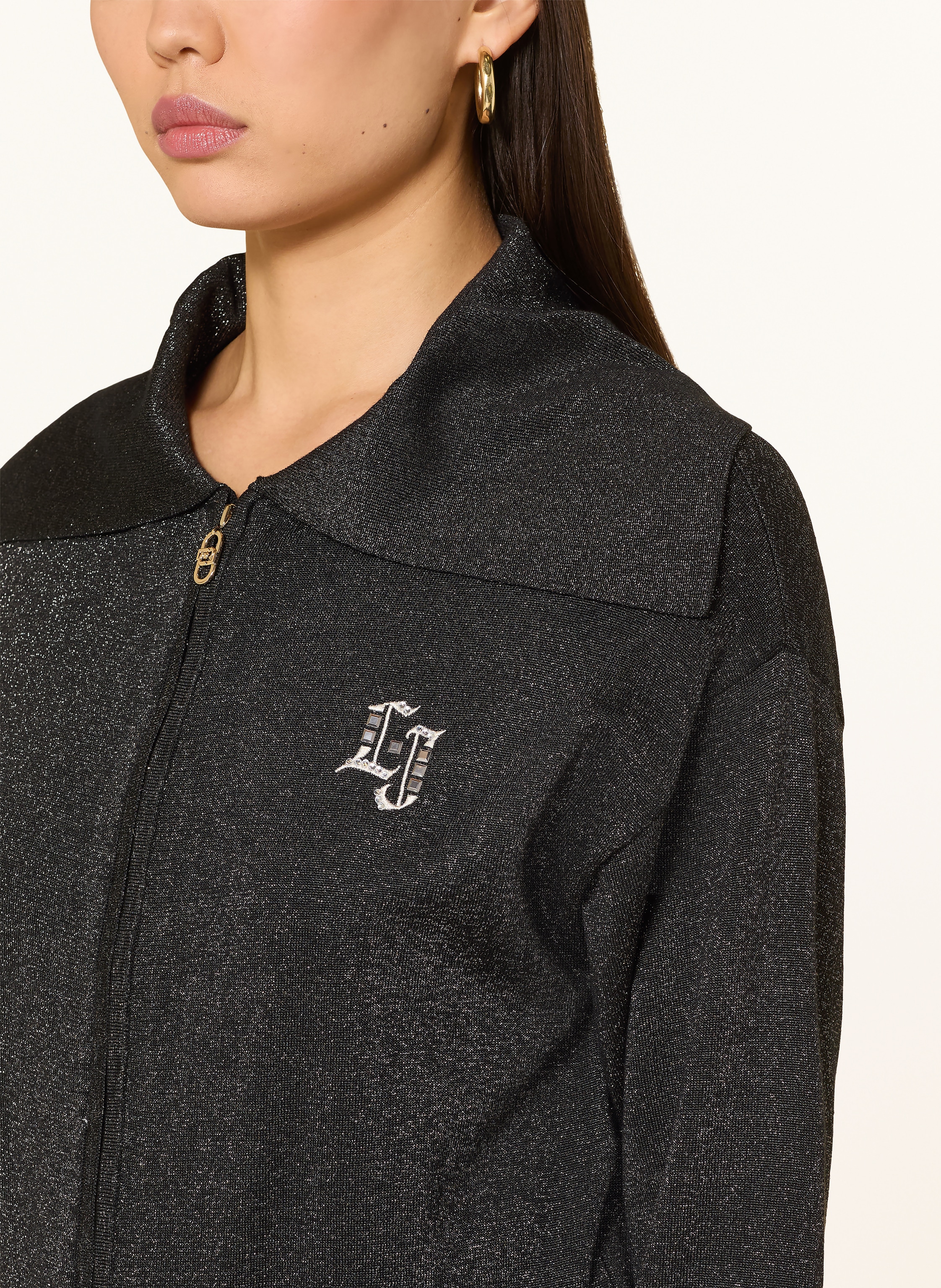 Thumbnail - Liu Jo Set: Mesh-Top Und Strickjacke Mit Glitzergarn schwarz