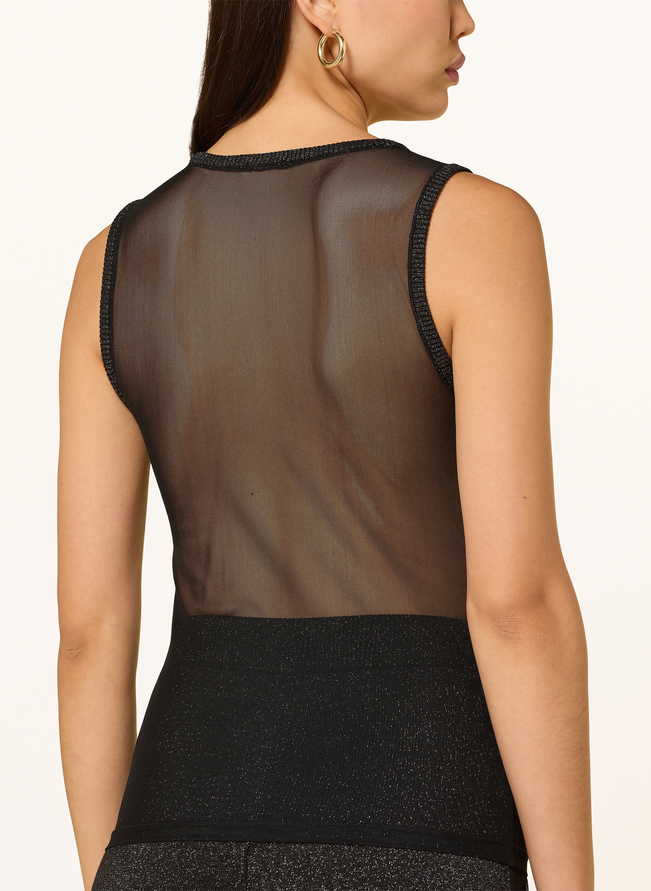 Thumbnail - Liu Jo Set: Mesh-Top Und Strickjacke Mit Glitzergarn schwarz