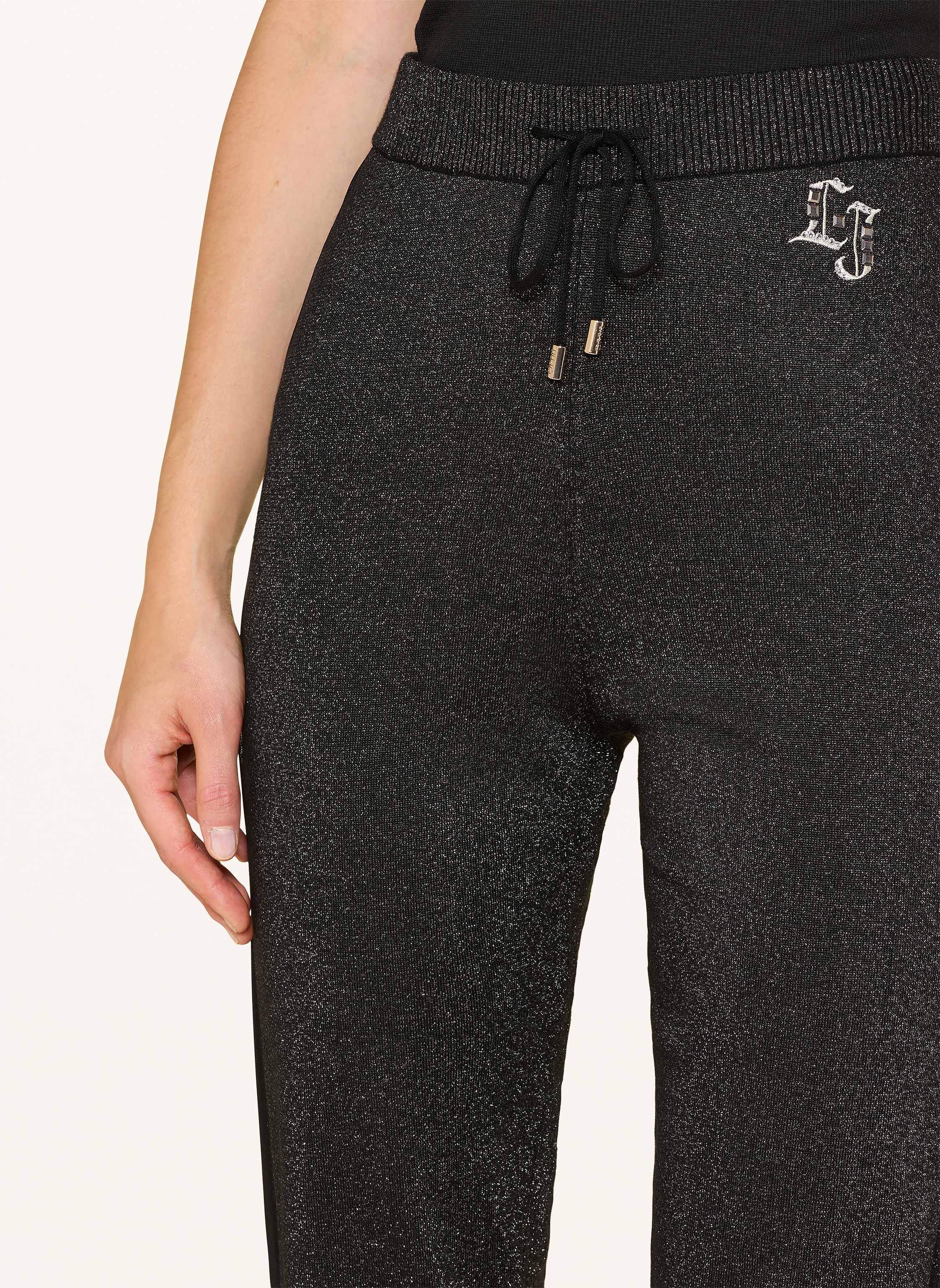 Thumbnail - Liu Jo Strickhose Mit Glitzergarn Und Galonstreifen schwarz