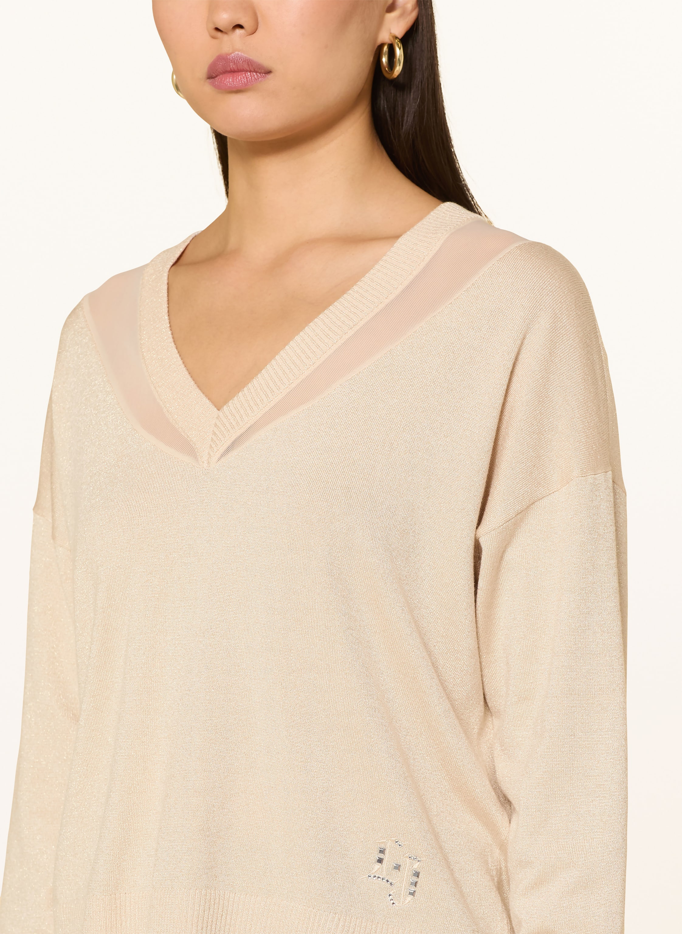 Thumbnail - Liu Jo Pullover Mit Glitzergarn Und Schmucksteinen beige