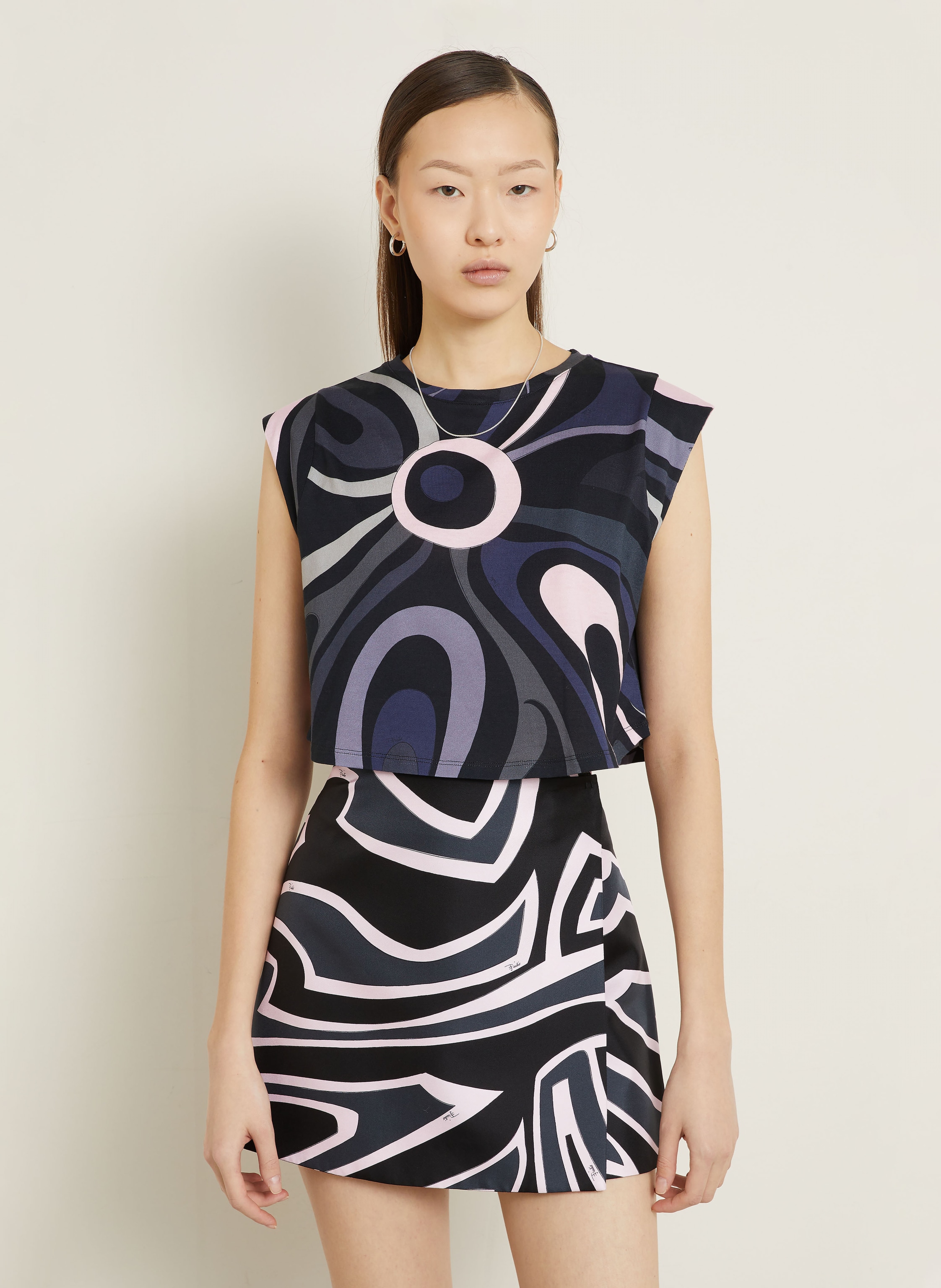 Thumbnail - Pucci Cropped-Top schwarz