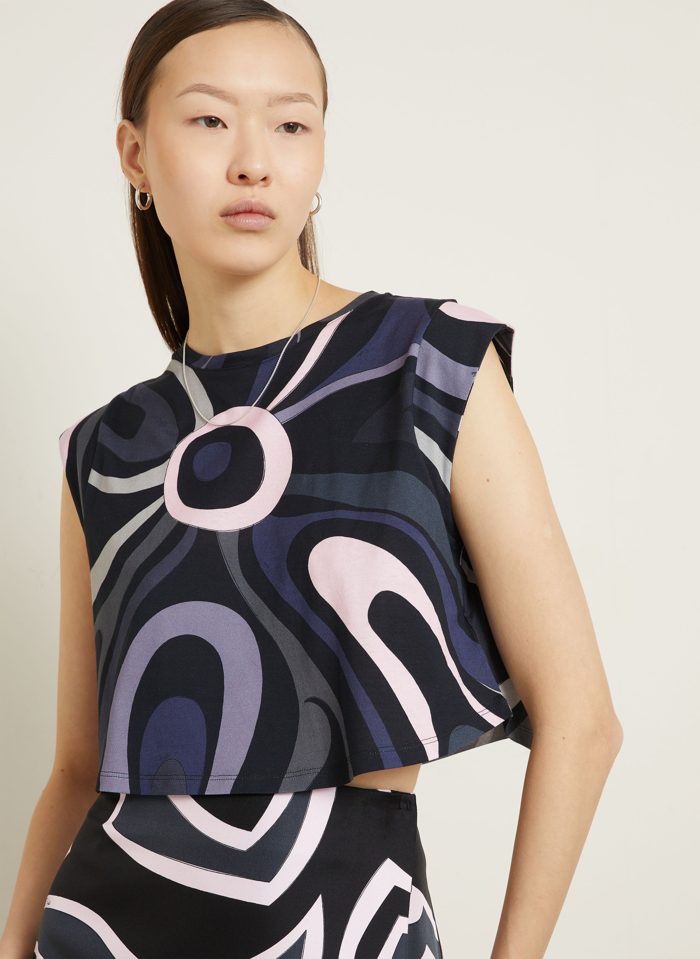 Thumbnail - Pucci Cropped-Top schwarz